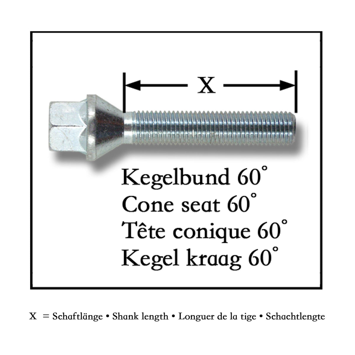 JOM Radbolzen Kegelbund M14x1,25 50mm (10 St) Schwarz