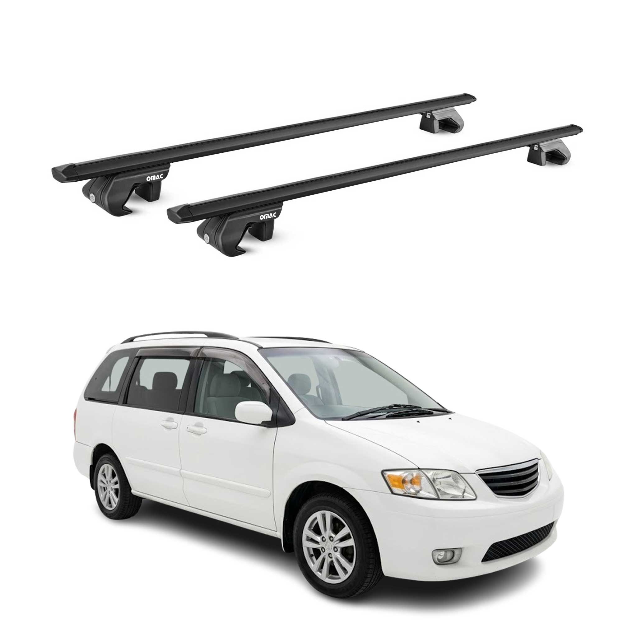 Dachträger Grundtäger für Mazda MPV LV 1995-1999 90kg Alu Schwarz 2 tlg ABE