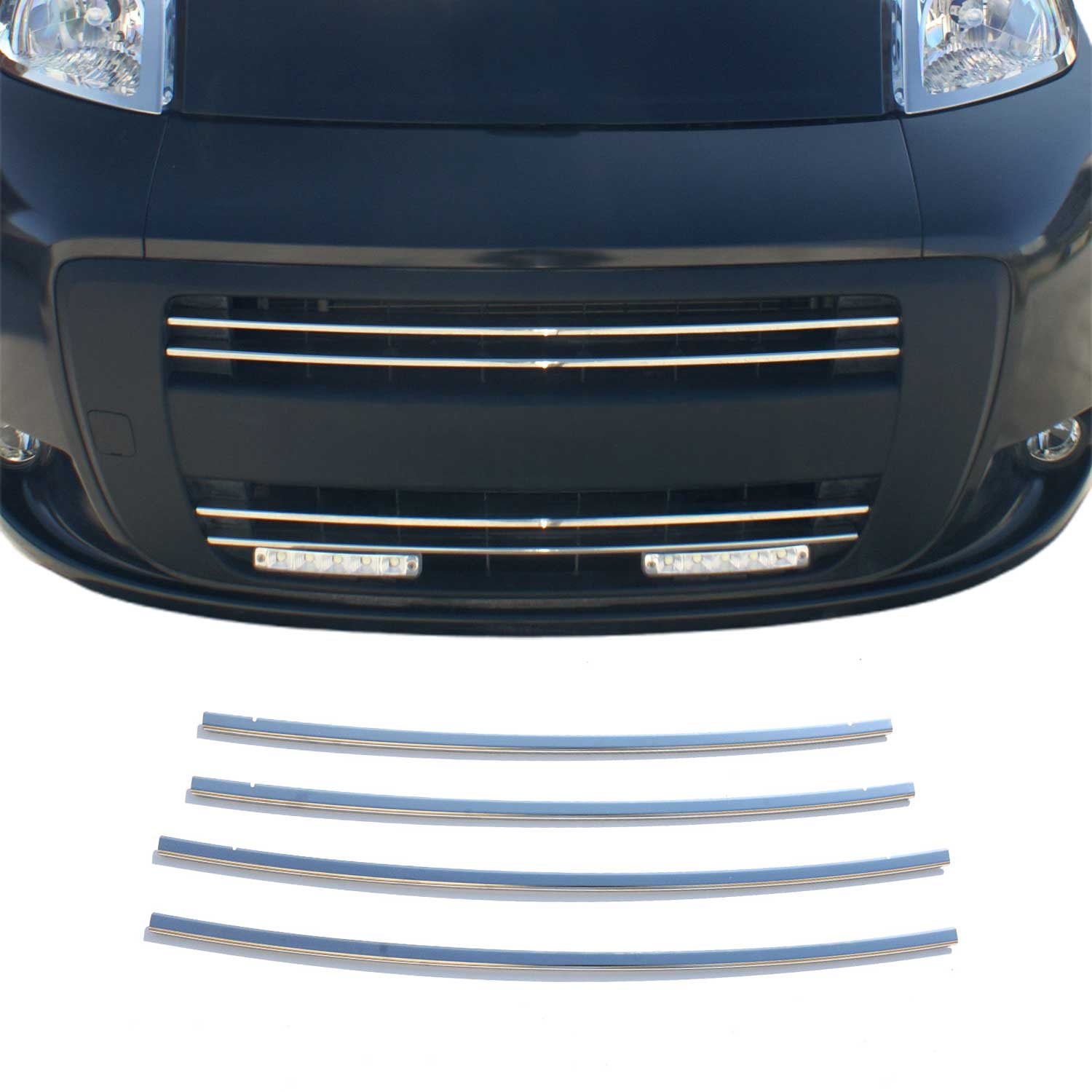 Kühlergrill Leisten Grillleisten für Peugeot Bipper 2008-2024 Edelstahl Chrom 4x