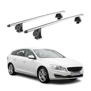 Alu Dachträger für Volvo V60 I 2011-2018 TÜV T-Nut Abschließbar 2tlg Silber
