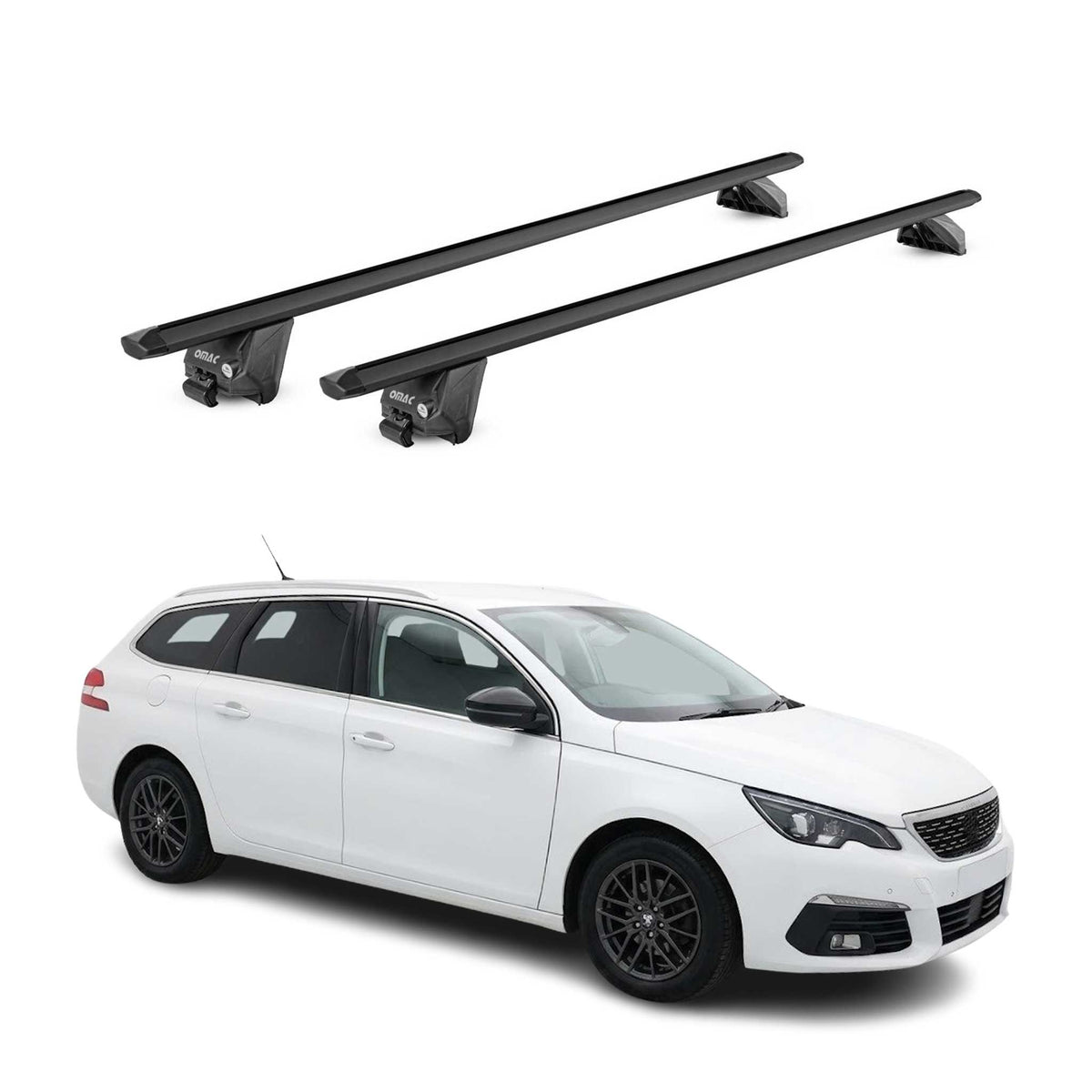 Dachträger für Peugeot 308 II Kombi 2013-2021 100kg Aluminium Schwarz 2 tlg ABE