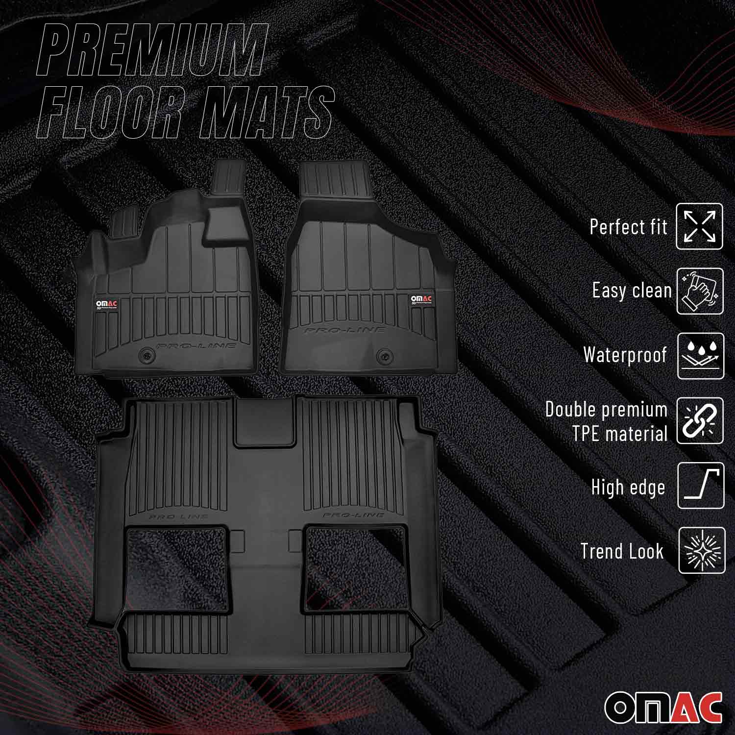OMAC Gummi Fußmatten für Dodge Grand Caravan/Grand Voyager 08-20 Premium Schwarz