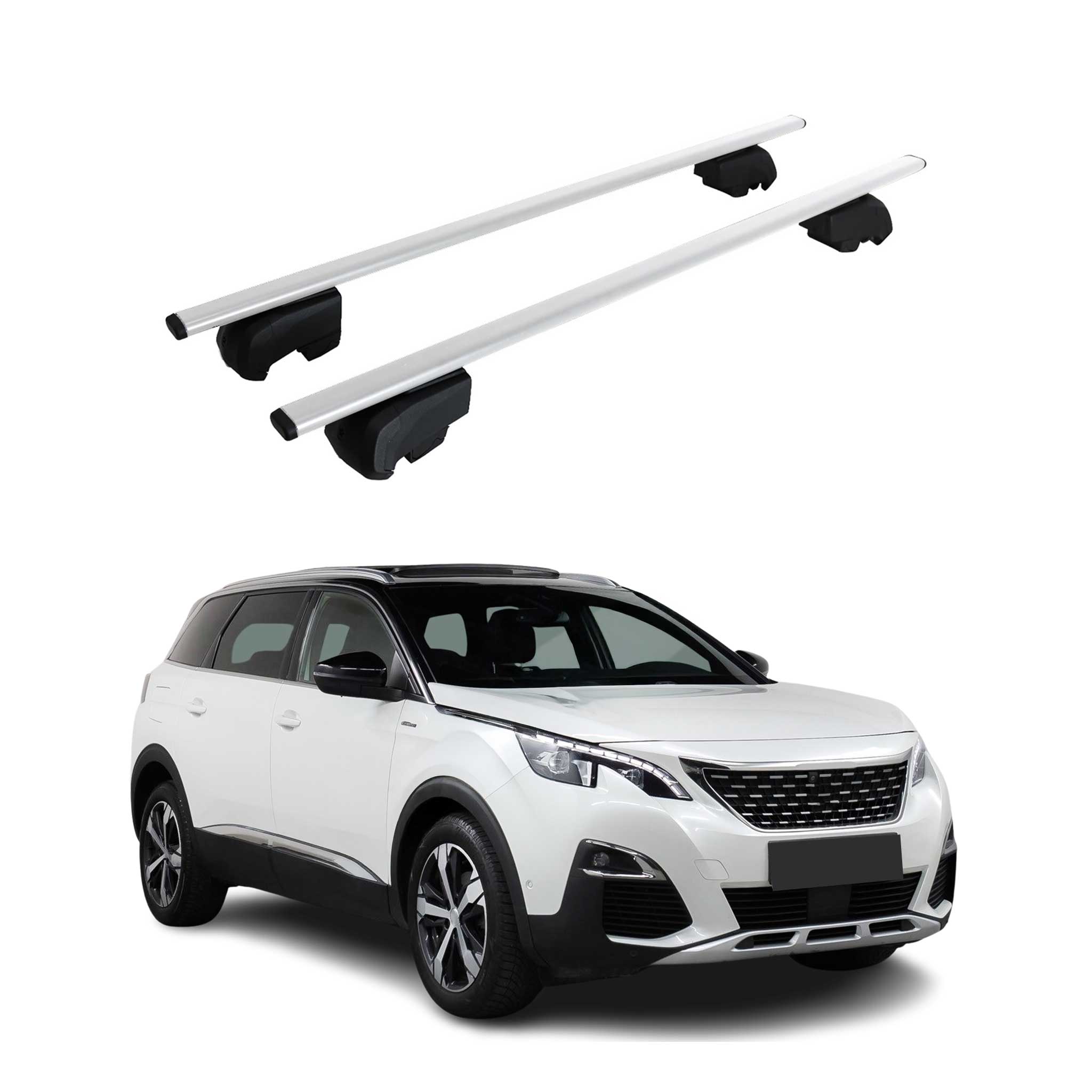 Dachträger Gepäckträger für Peugeot 5008 2017-2023 Grundträger ABE Silber 2x