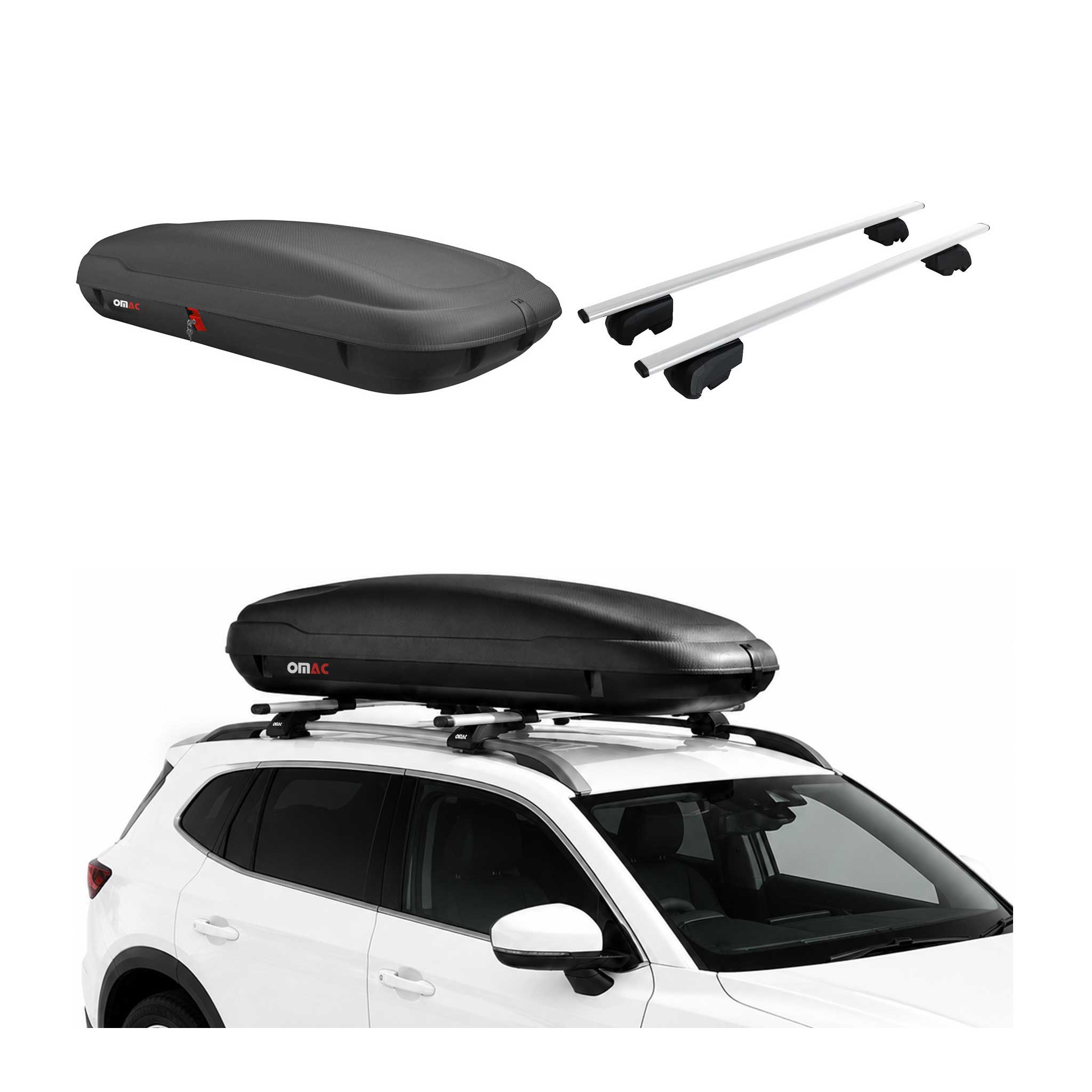 Carbonlook Dachbox 400L + Dachträger Mercedes C Klasse S205 2014-2021 Silber
