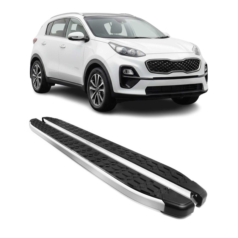 Alu Trittbretter Seitenschweller für Kia Sportage 2015-2021 Schwarz Silber 2tlg