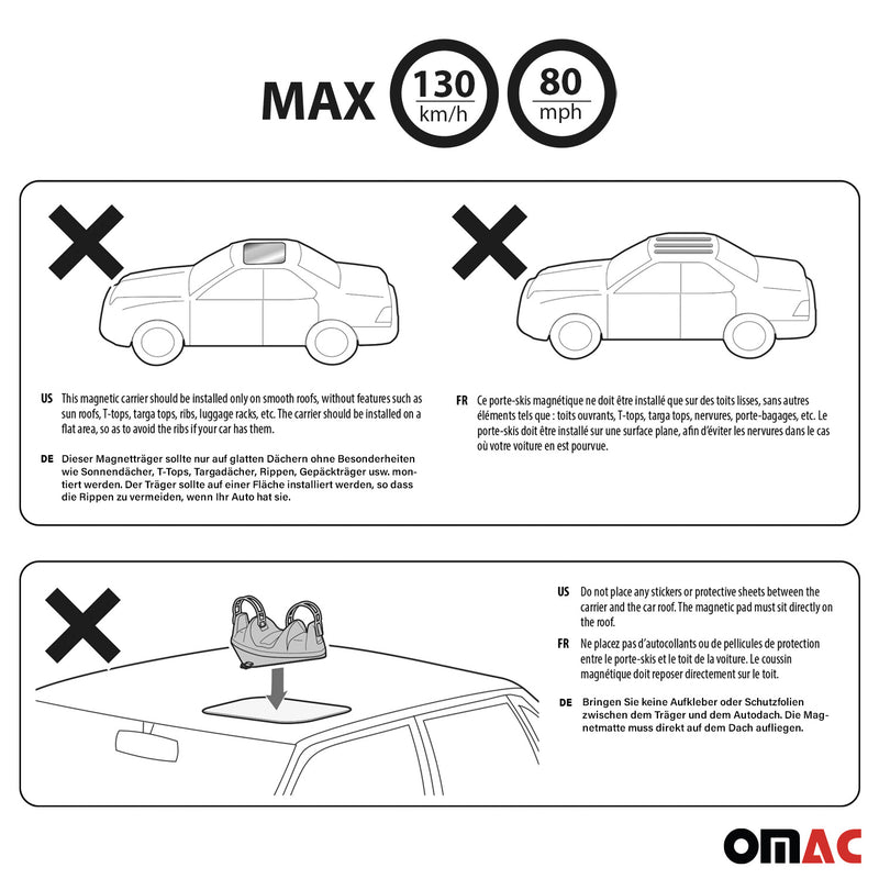 Menabo Skiträger Magnetischer Snowboard Dachträger Universal Abschließbar 2 tlg