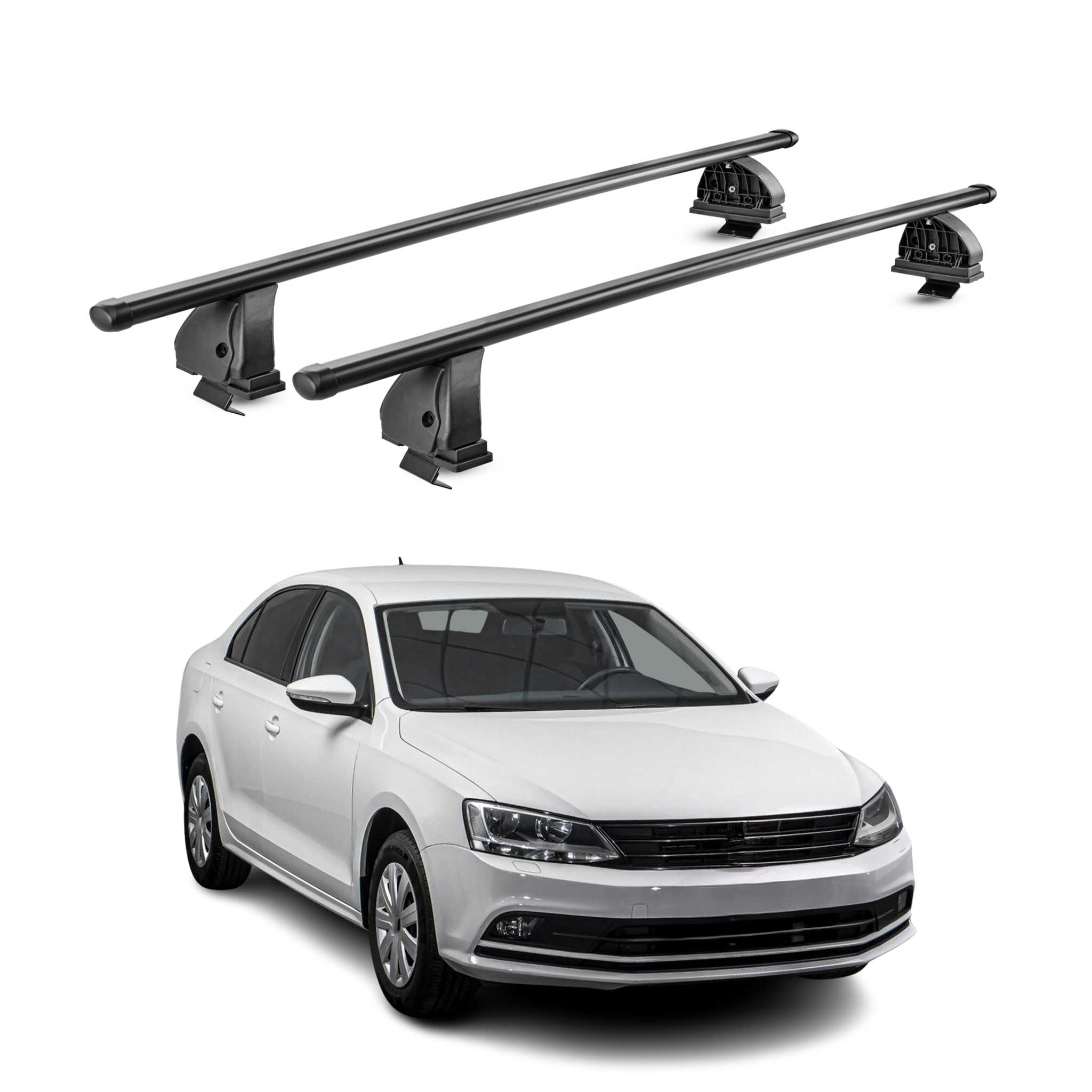 Stahl Dachträger für VW Jetta VI 2010-2018 TÜV Abschließbar 75 kg 2tlg Schwarz