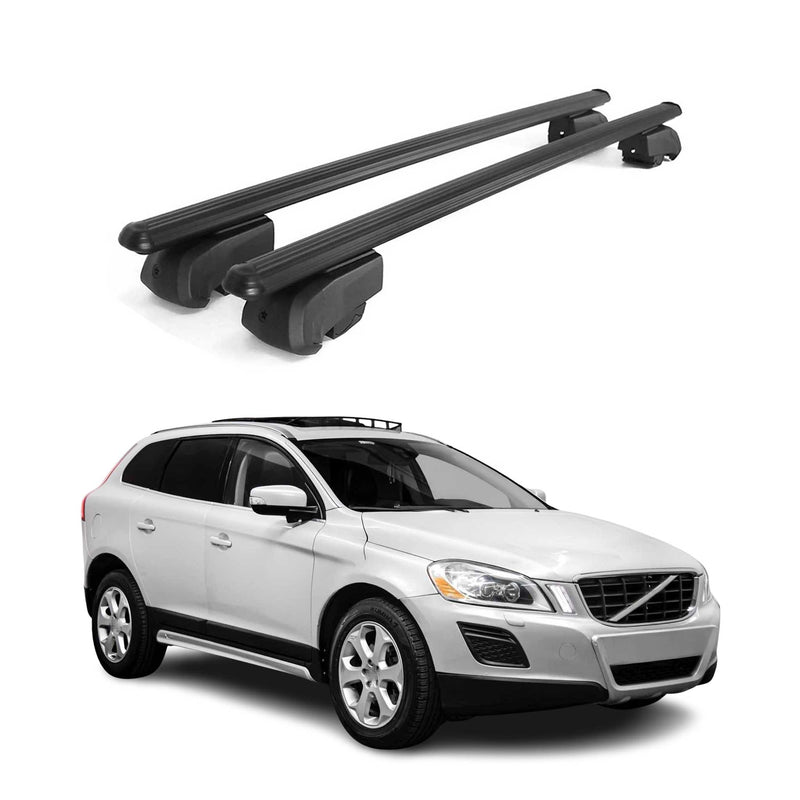 Dachträger Grundtäger für Volvo XC60 mk1 2008-2017 75kg Aluminium Schwarz 2 tlg