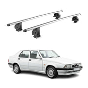 Alu Dachträger für Alfa Romeo 75 1985-1992 TÜV T-Nut Abschließbar 2tlg Silber