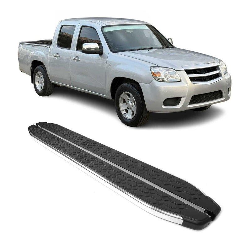Trittbretter Seitenschutz für Mazda BT-50 DoubleCab 2012-20 Stahl Schwarz Silber