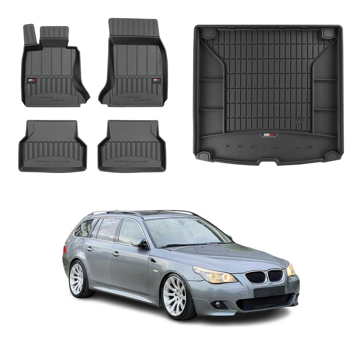 OMAC Fußmatten & Kofferraumwanne Set für BMW 5er E61 Touring 2004-2010