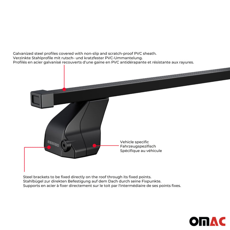 Menabo Stahl Gepäckträger Dachträger für Renault Kangoo Express 2008-25 Schwarz