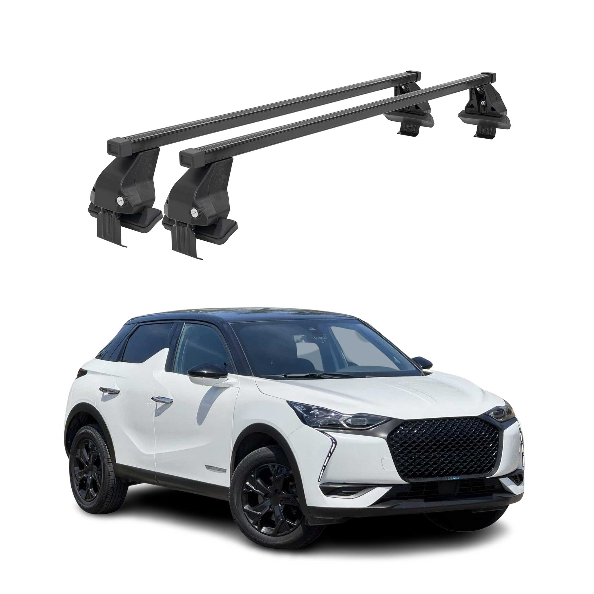 Menabo Dachträger Grundtäger für DS3 Crossback 2018-2026 50kg Stahl Schwarz 2x
