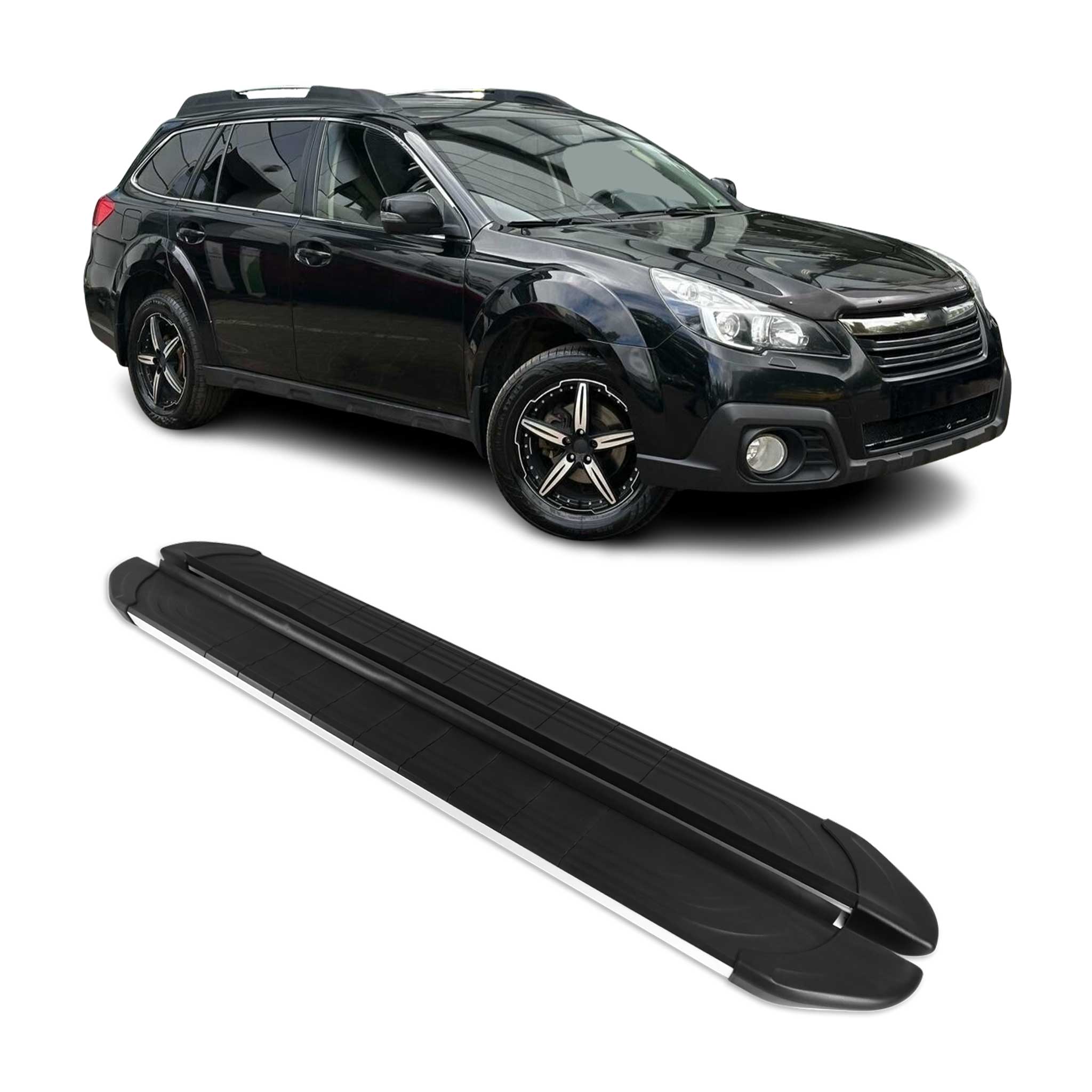 Trittbretter Seitenschweller für Subaru Outback 2010-2015 Aluminium Schwarz Grau