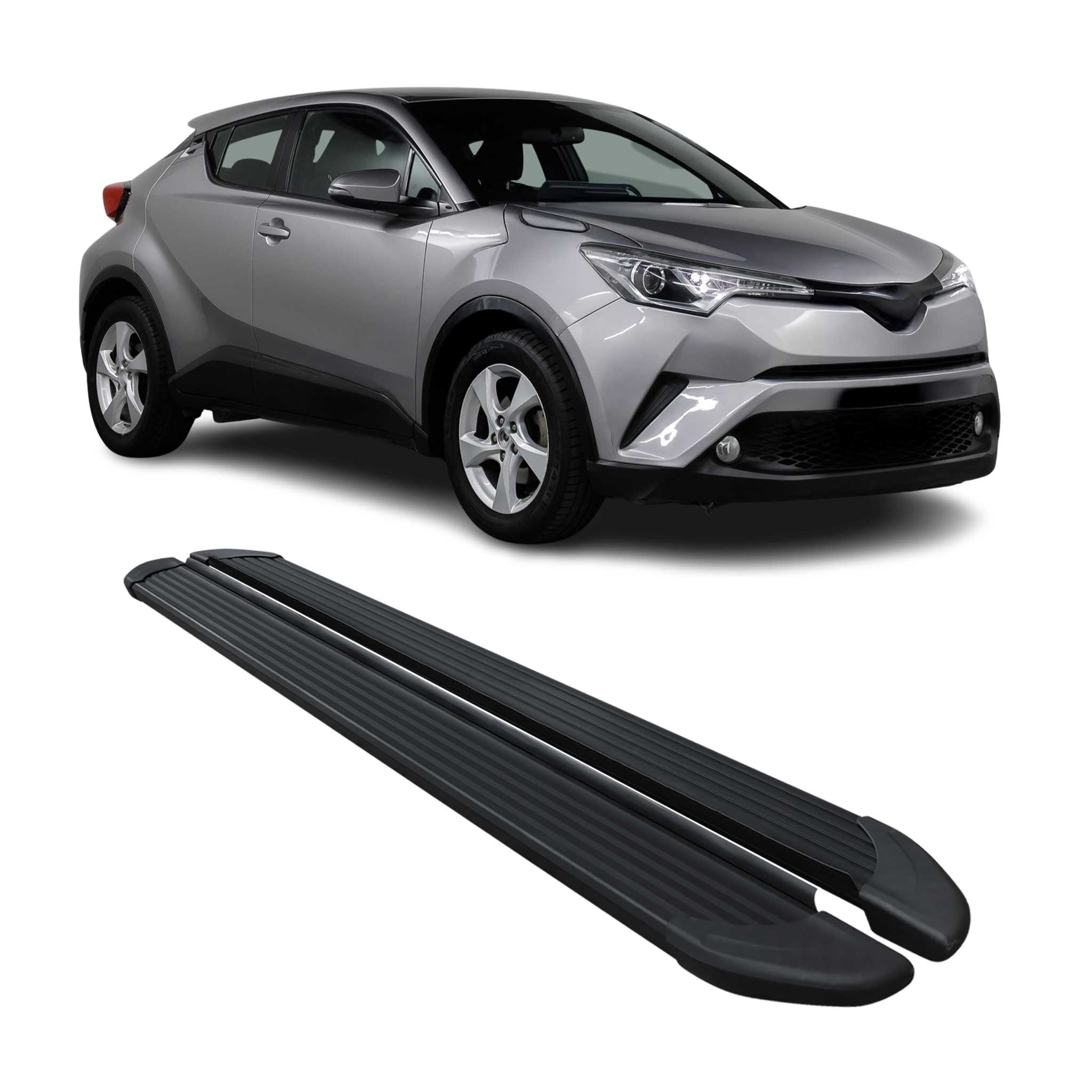 Trittbretter Seitenschweller für Toyota C-HR Hybrid 2016-2023 Alu Schwarz 2tlg