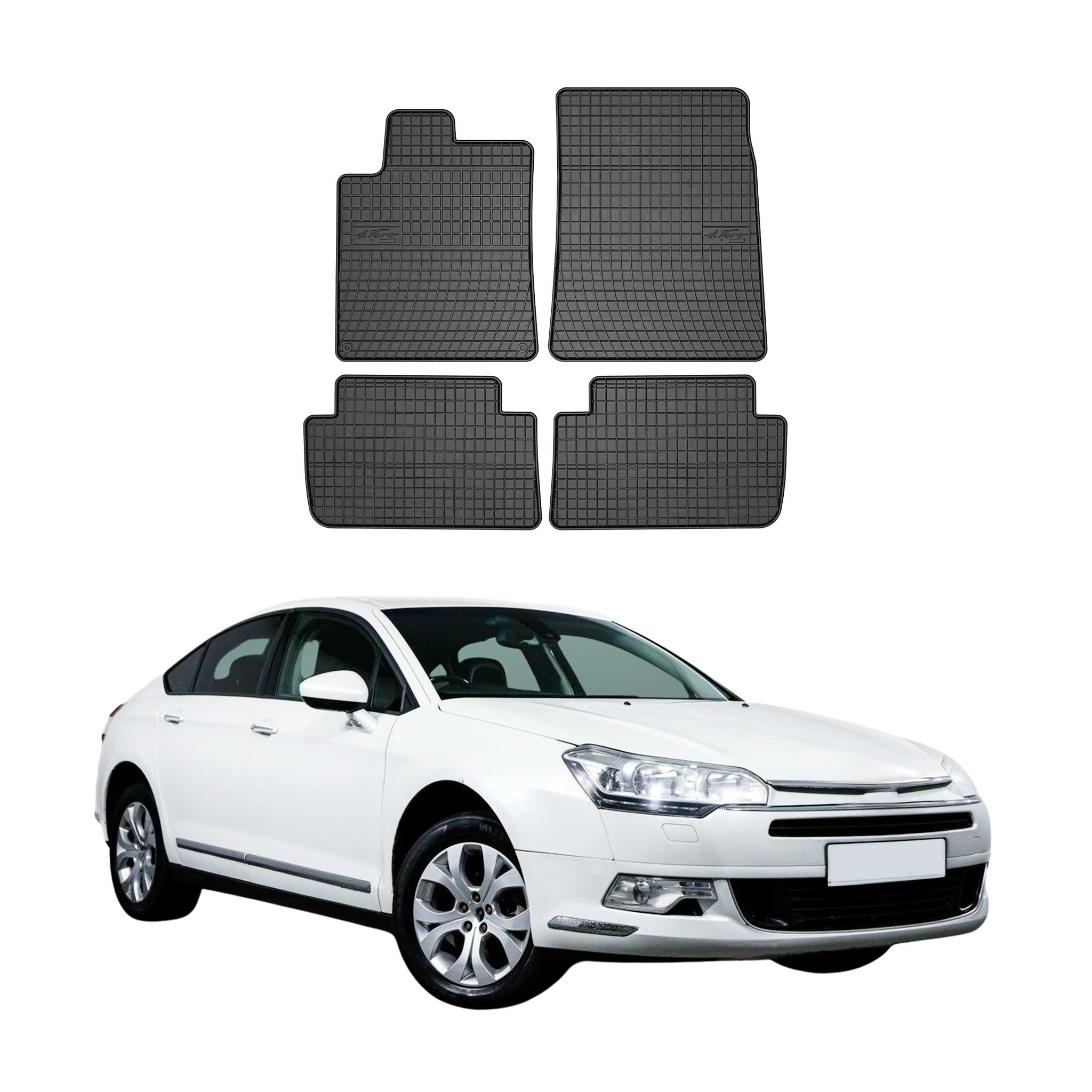 OMAC Gummi Fußmatten für Citroën C5 I Limo Kombi 2000-2008 Automatten Schwarz 4x
