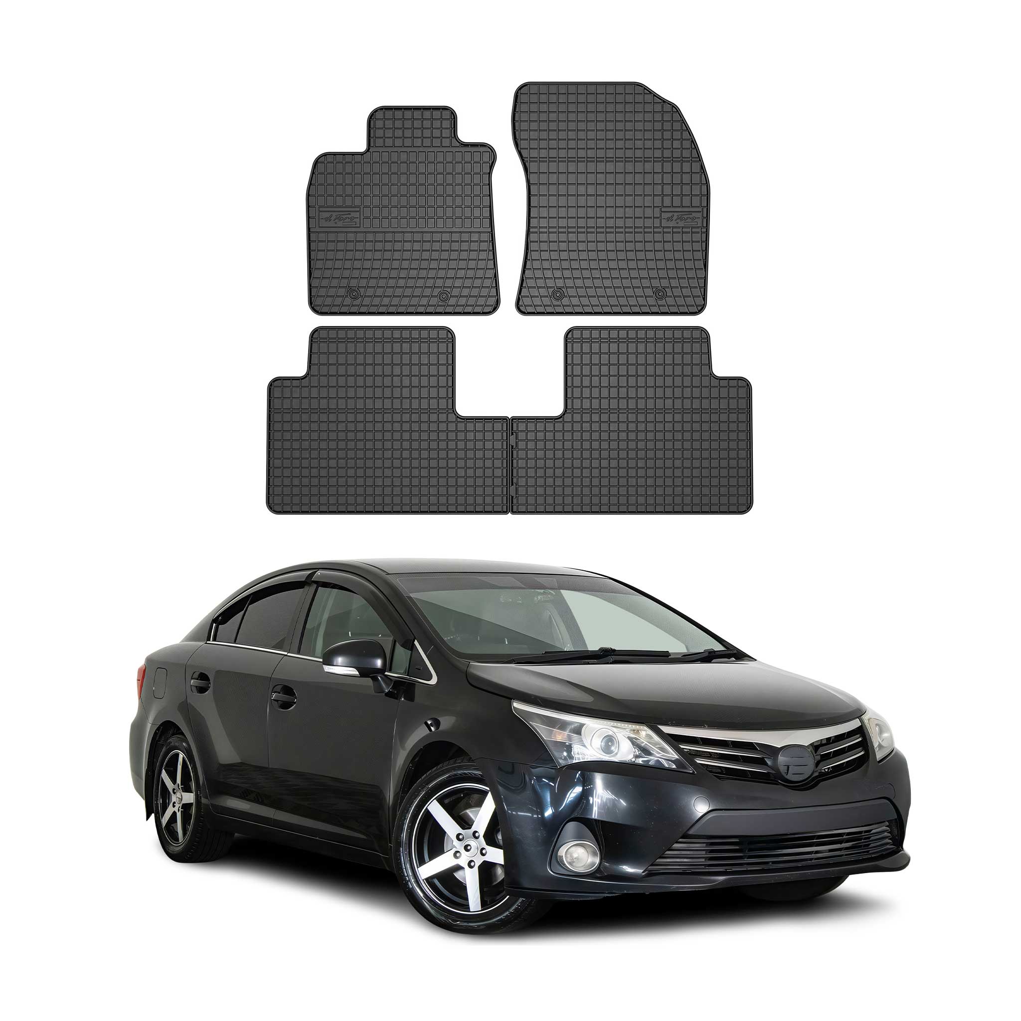 OMAC Gummi Fußmatten für Toyota Avensis 2009-2018 Automatten Gummi Schwarz 4tlg