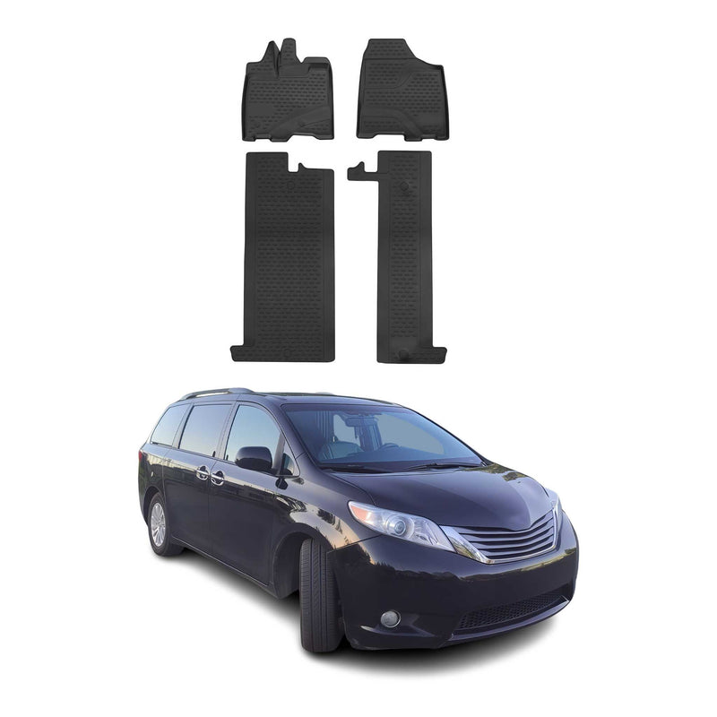 OMAC Gummimatten Fußmatten für Toyota Sienna 2011-2018 TPE Automatten Schwarz 4x