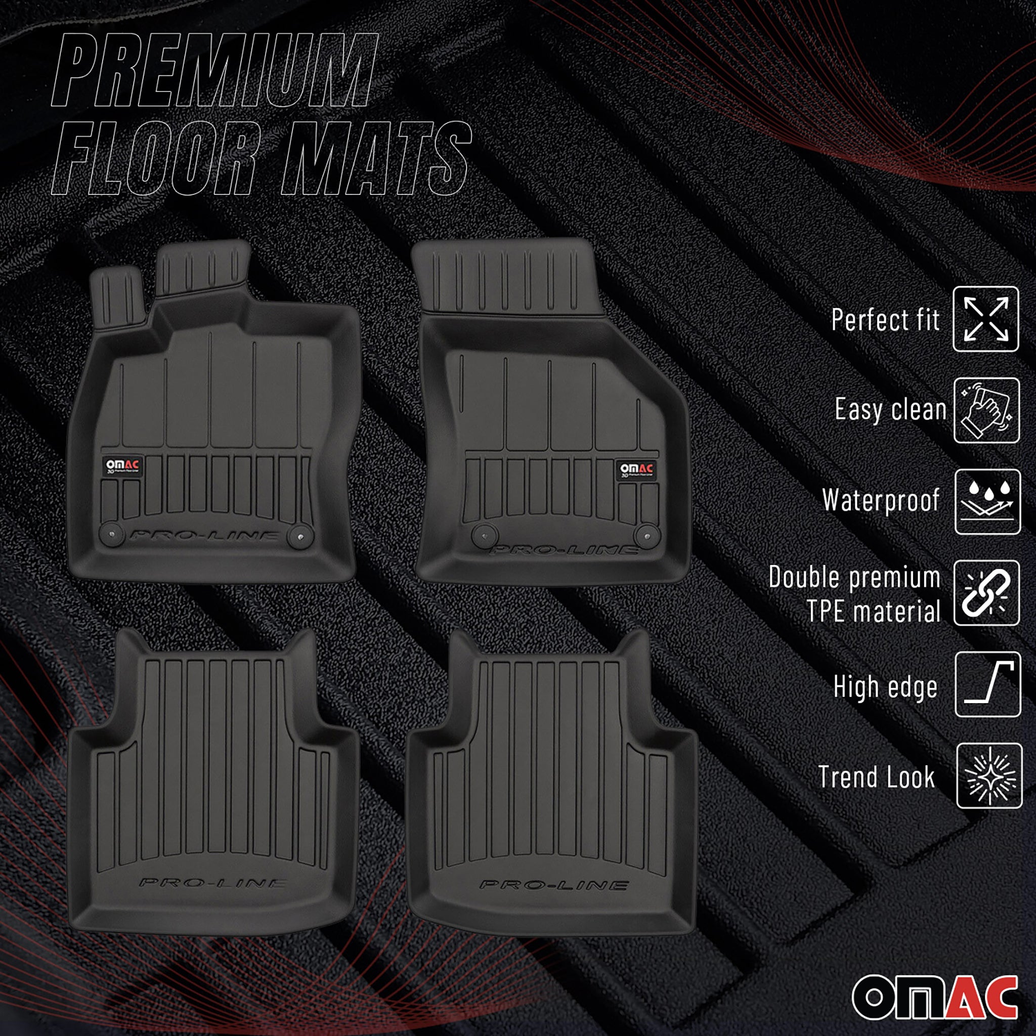 OMAC Gummi Fußmatten für Skoda Superb Kombi Stufenheck 2015-2024 Premium TPE 4x
