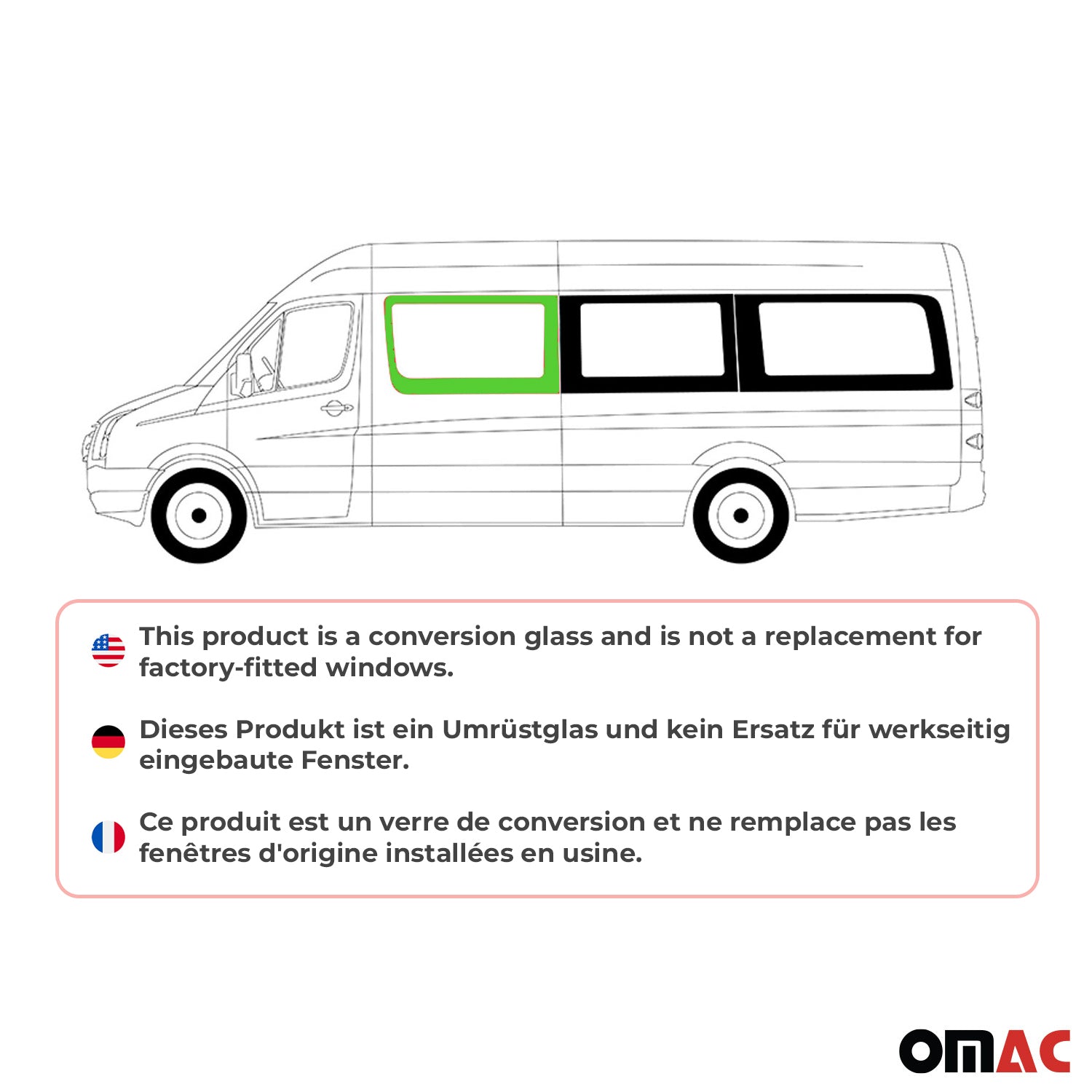 Seitenfenster Auto Fenster für MAN TGE 2017-2026 Links Auto L2 Schwarz