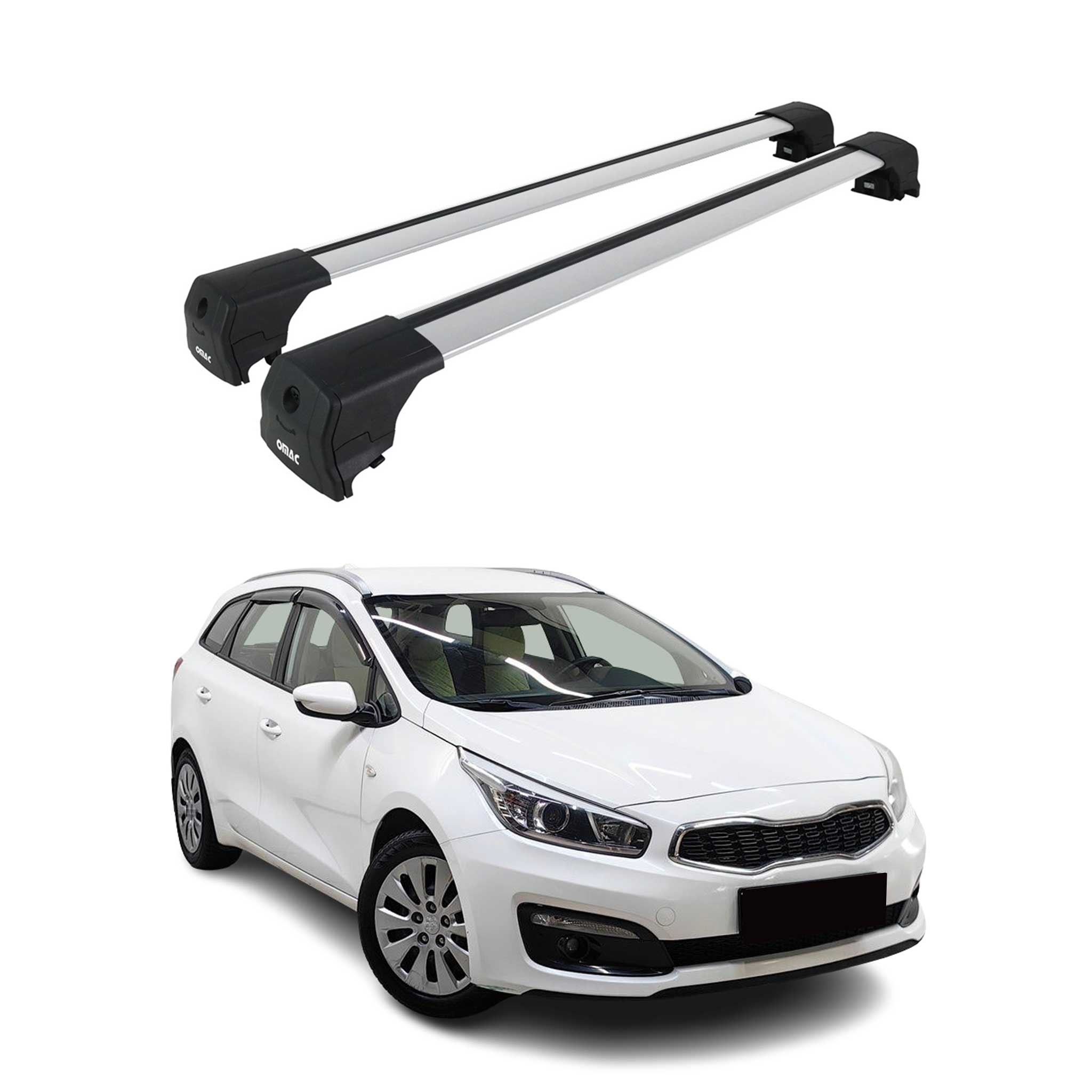 Dachträger Grundtäger für Kia Ceed Kombi 2012-2018 75kg Aluminium Silber 2 tlg