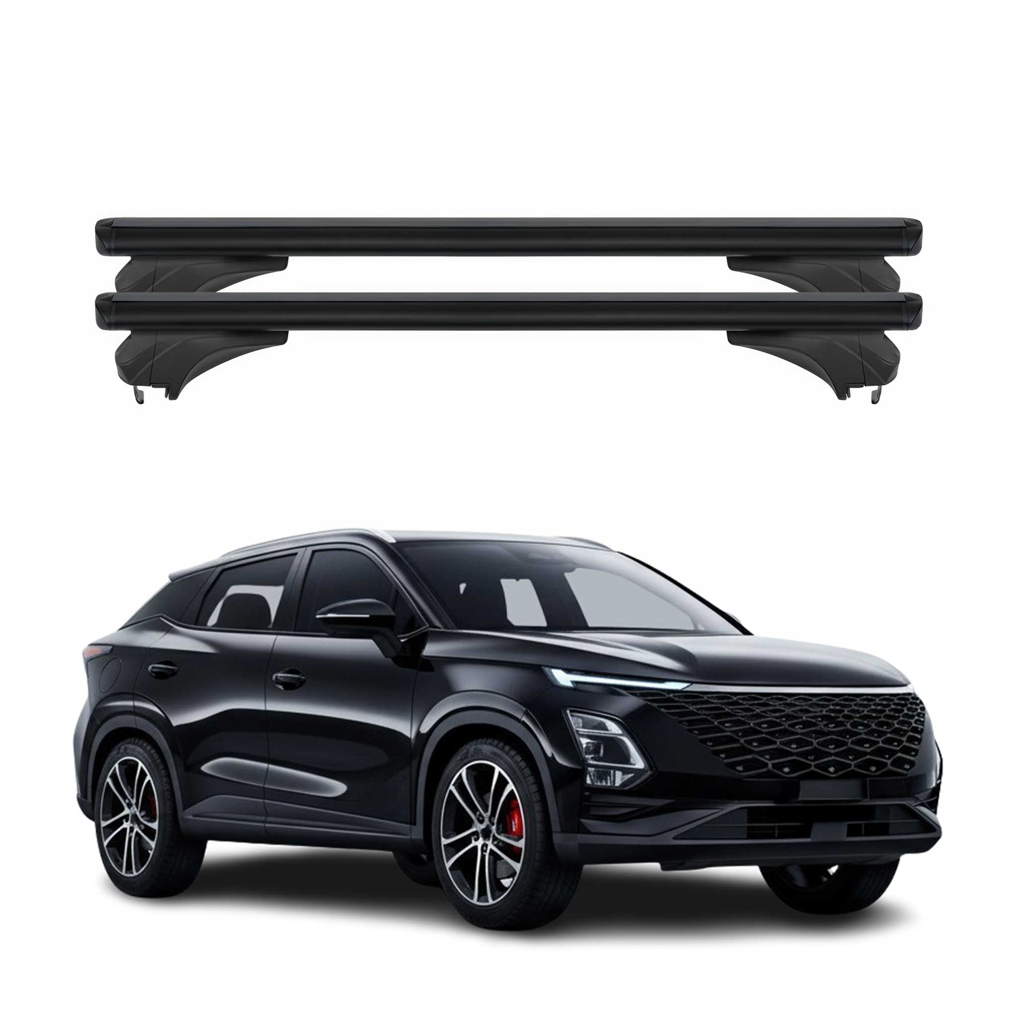 Menabo Dachträger Grundtäger für Chery Omoda 5 2024-2026 Aluminium Schwarz 2 tlg