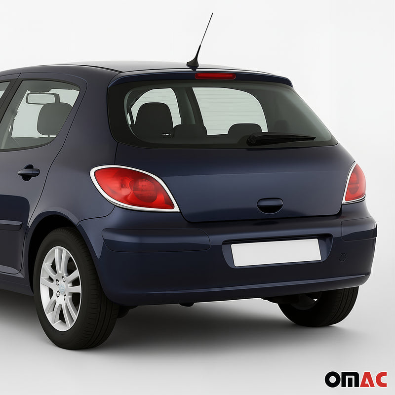 Rücklicht Leisten Heckleuchte für Peugeot 307 2001-2009 Chrom ABS Silber 2tlg