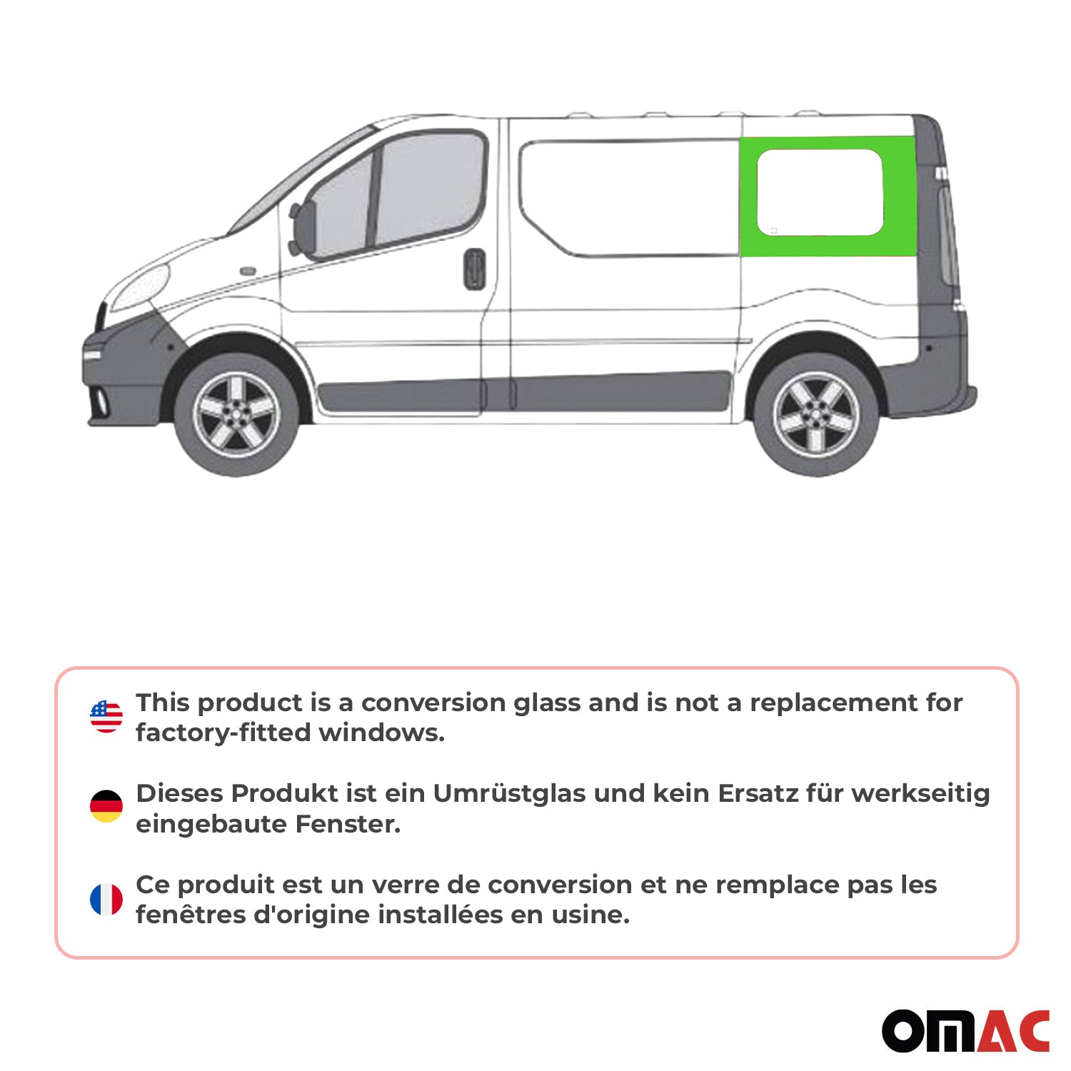 Auto Seitenfenster für Nissan Primastar 2001-2014 Links Seitenscheibe L1 Schwarz