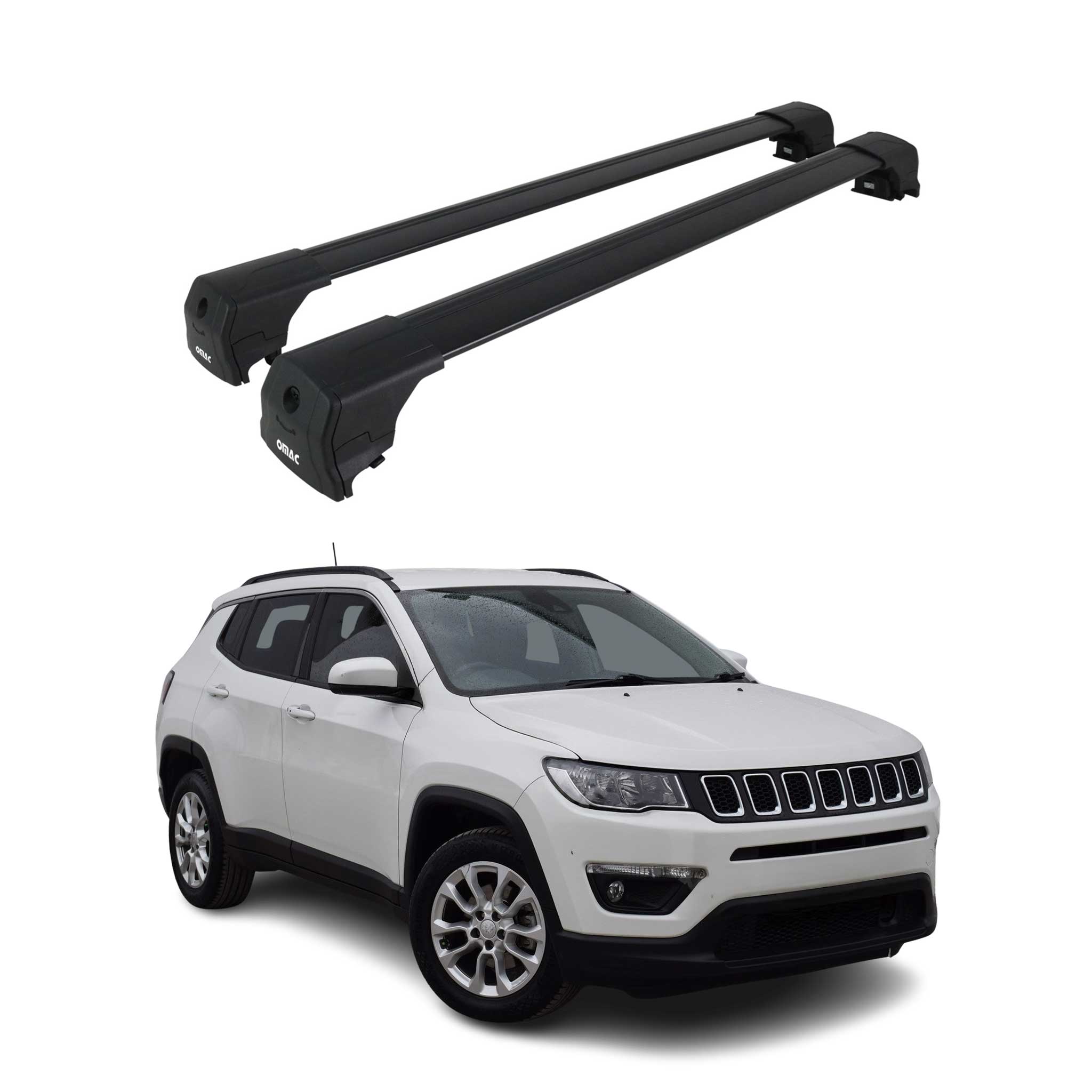 Dachträger Gepäckträger für Jeep Compass 2017-2025 Aluminium Schwarz 2tlg