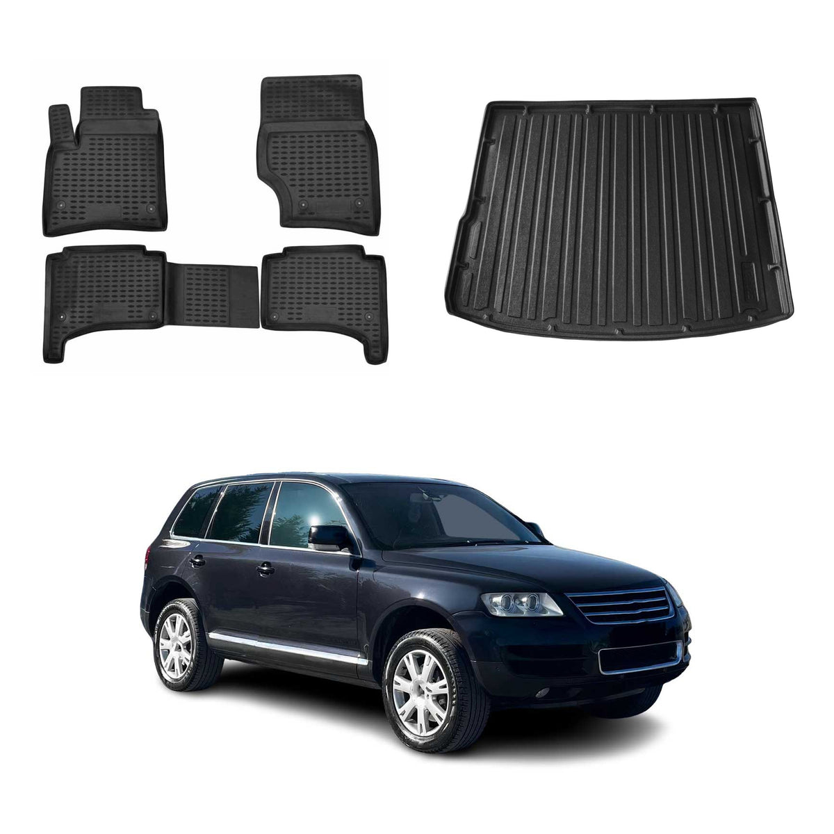 OMAC Fußmatten & Kofferraumwanne Set für VW Touareg I 2002-2006 Pre-FL