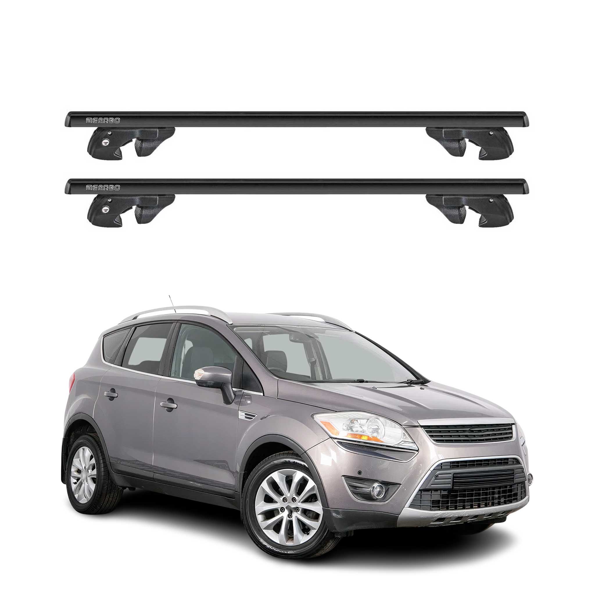 Dachträger Grundtäger für Ford Kuga I 2008-2012 Aluminium 90kg TÜV Schwarz 2tlg