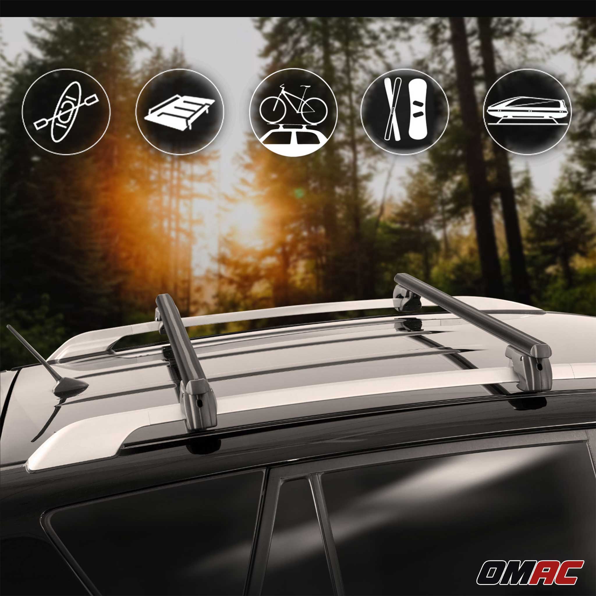 Dachträger Grundtäger für Fiat Grande Panda 2025-2026 Alu 90kg TÜV Schwarz 2tlg