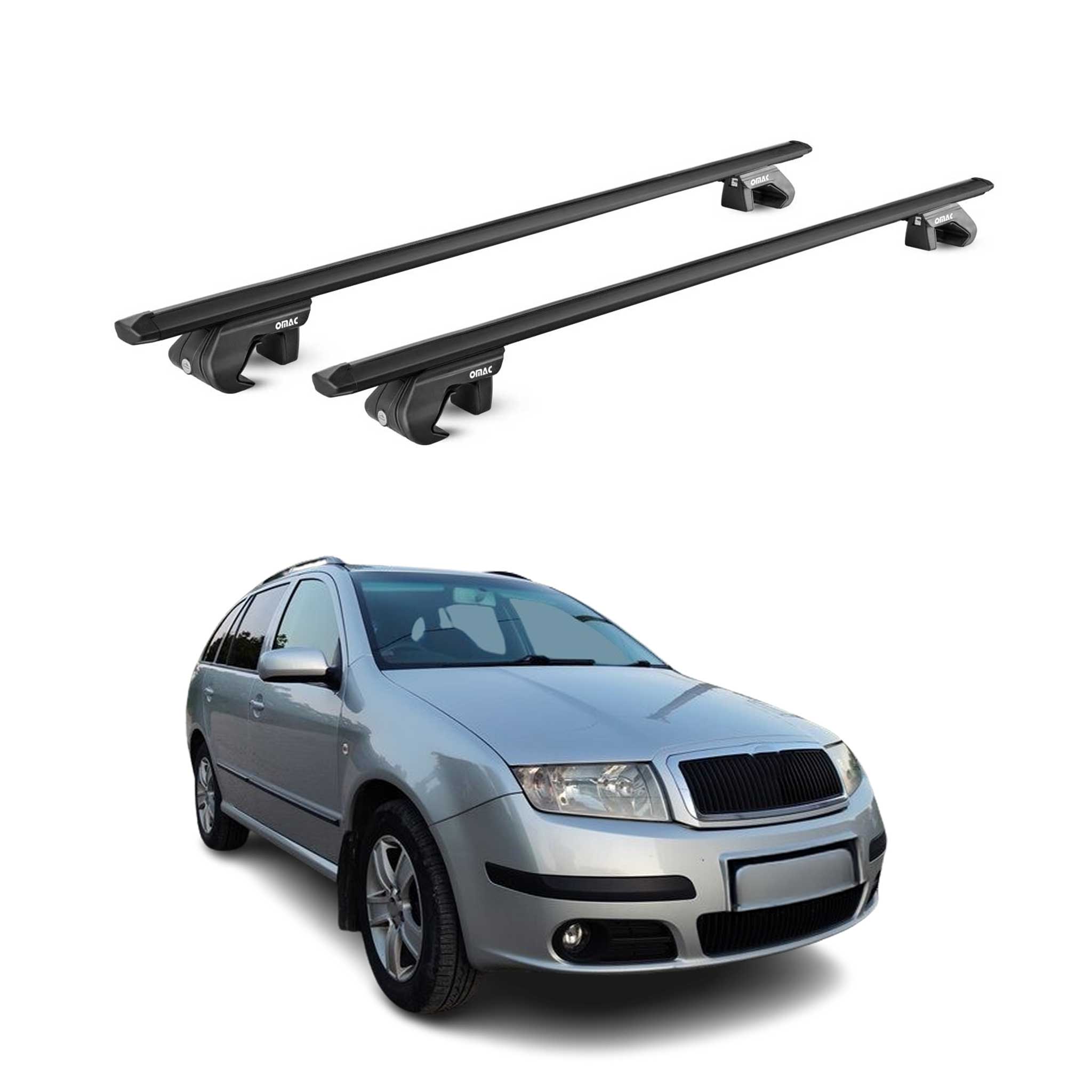 Dachträger Grundtäger für Skoda Fabia Kombi 1999-2021 5 tür 90kg Alu Schwarz ABE
