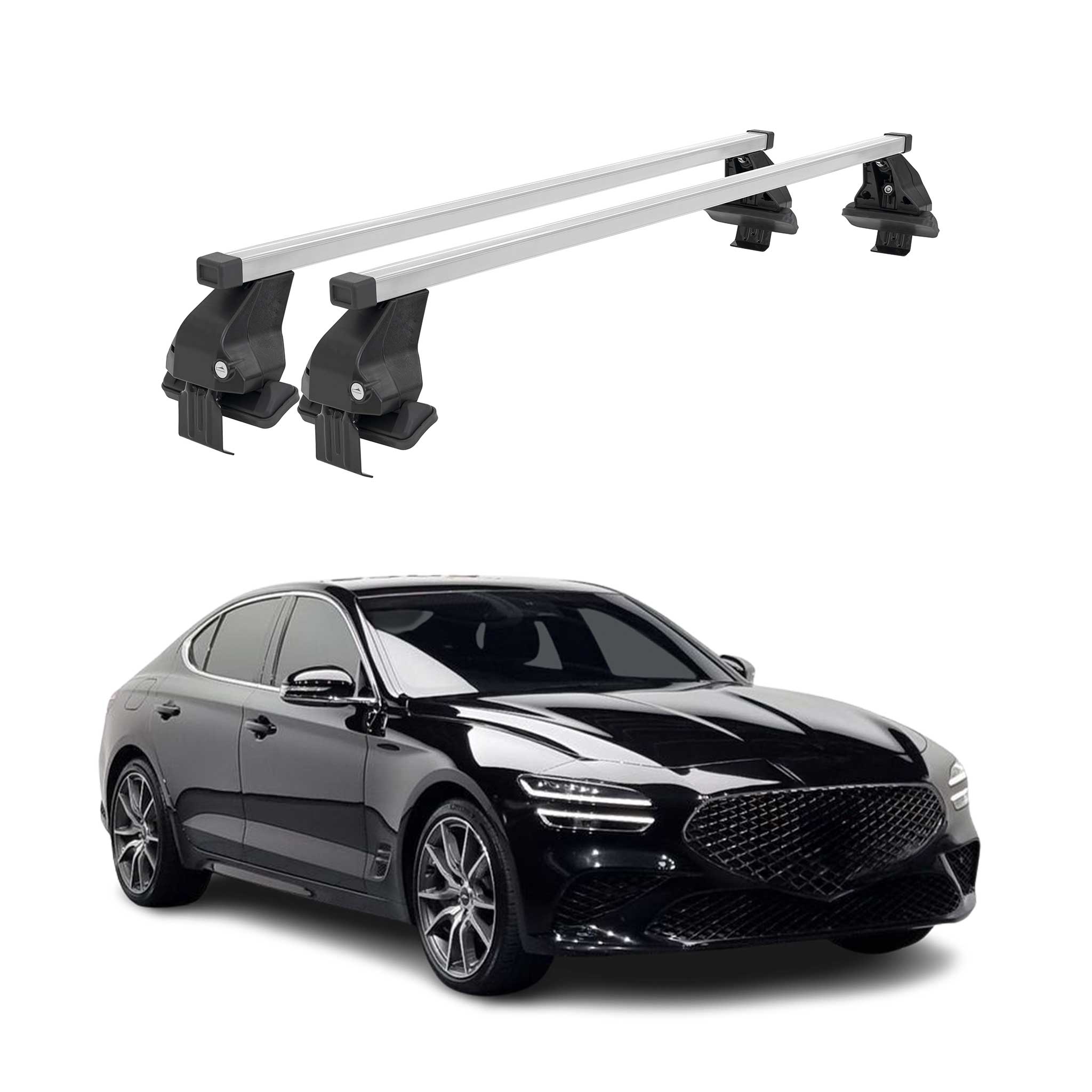 Menabo Dachträger Grundtäger für Genesis G70 2018-2026 50kg Stahl Silber 2 tlg