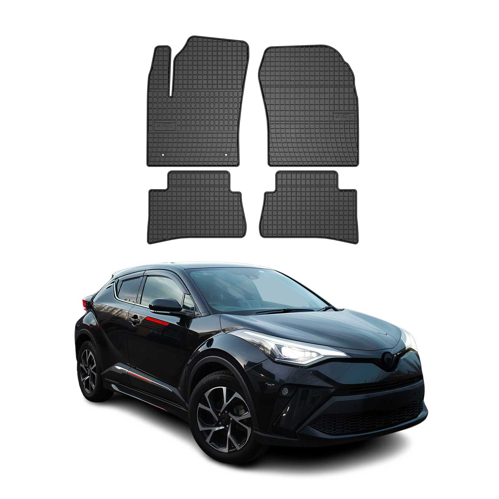 OMAC Gummi Fußmatten für Toyota C-HR 2016-2023 Automatten Gummi Schwarz 4tlg