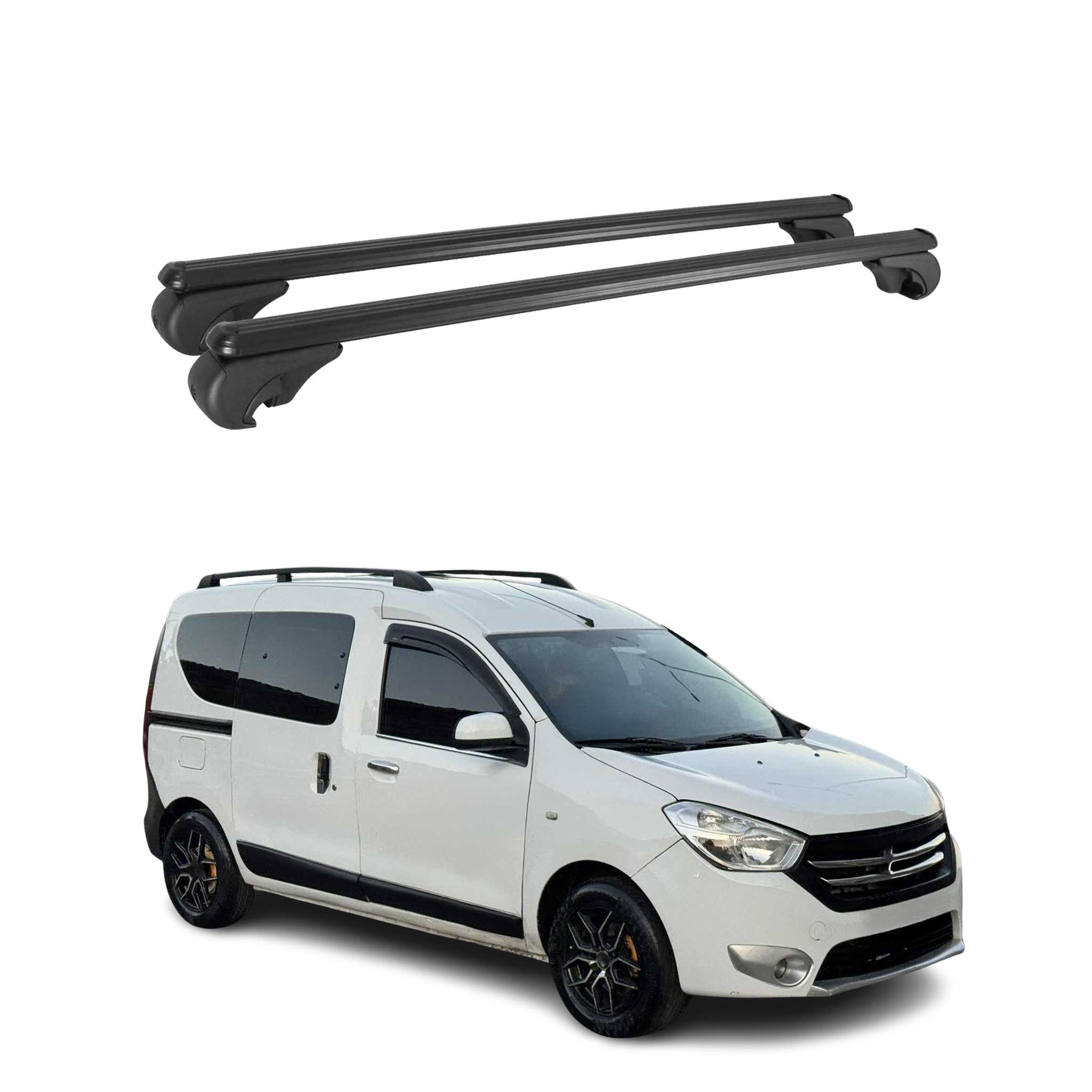 Dachträger für Dacia Dokker 2012-2021 Gepäckträger Grundträger Alu Schwarz 2x