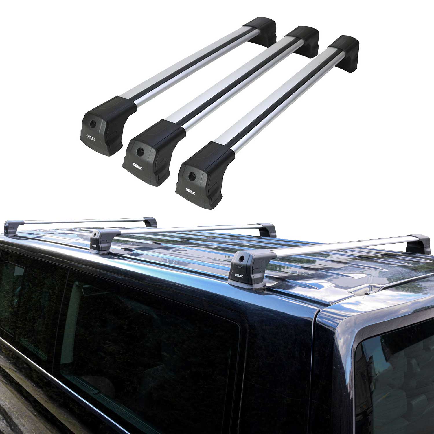 Dachträger Grundtäger für VW Transporter T7 2023-2026 75kg Aluminium Silber 3tlg
