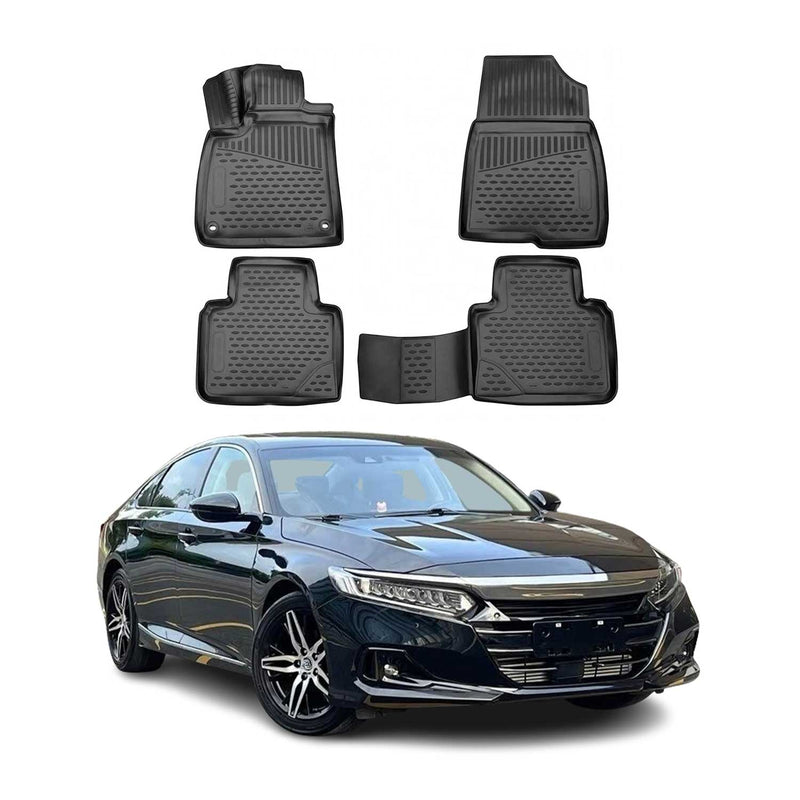 OMAC Gummimatten Fußmatten für Honda Accord 2018-2021 TPE Automatten Schwarz 4x
