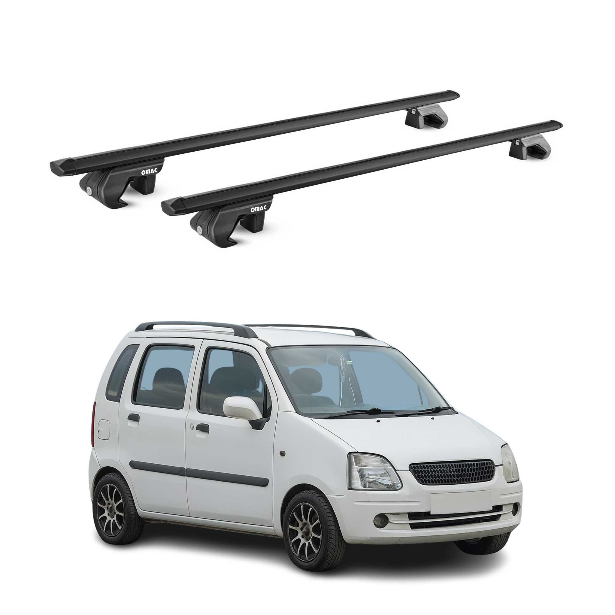 Dachträger Grundtäger für Opel Agila I 2000-2007 90kg Aluminium Schwarz ABE
