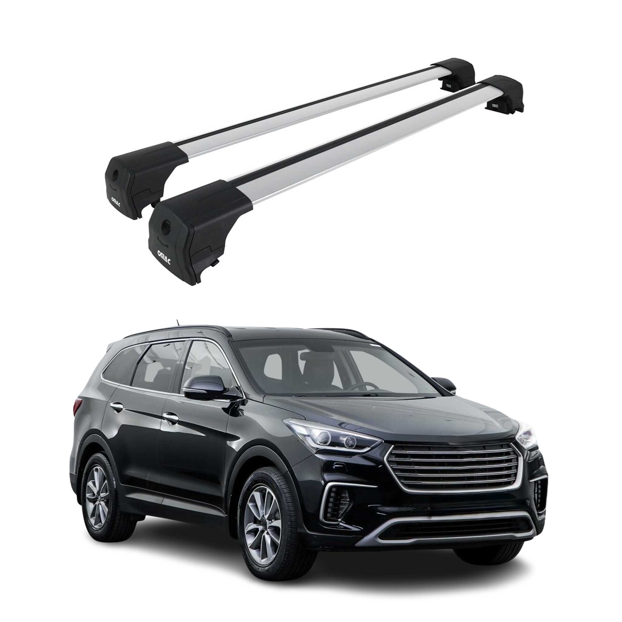 Dachträger Grundtäger für Hyundai Santa Fe III 2013-2018 Aluminium Silber 2 tlg