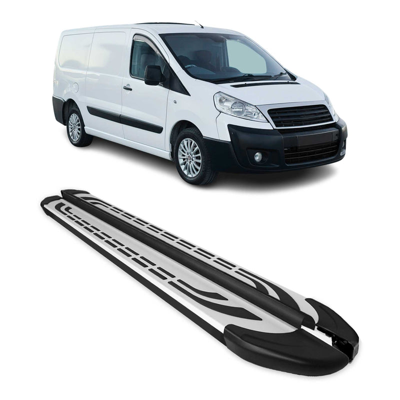 Trittbretter Seitenschweller für Fiat Scudo 2007-2016 L2 Langer Schwarz Alu