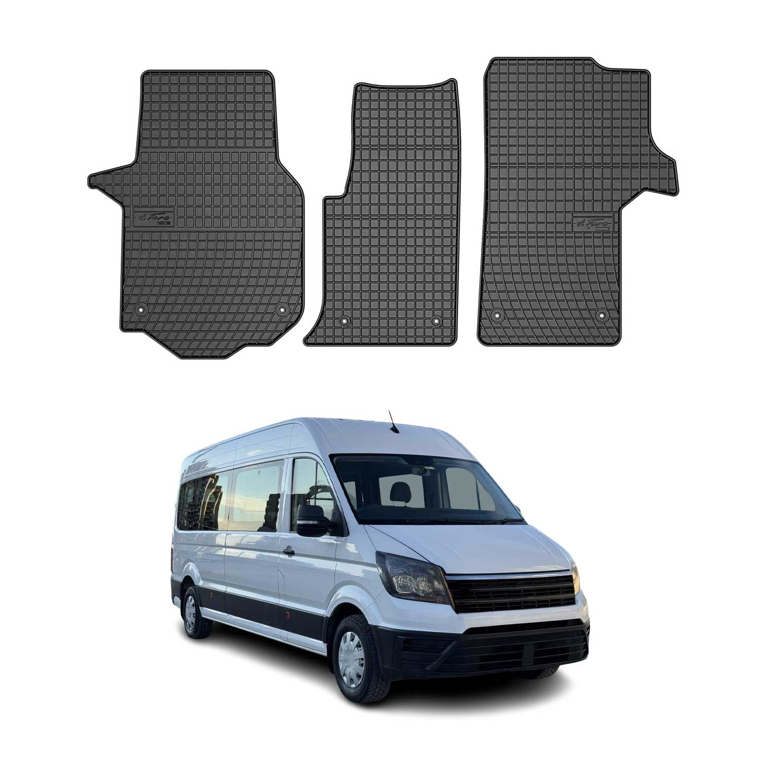 OMAC Gummi Fußmatten für VW Crafter 2017-2026 Automatten Gummi TPE Schwarz 3tlg