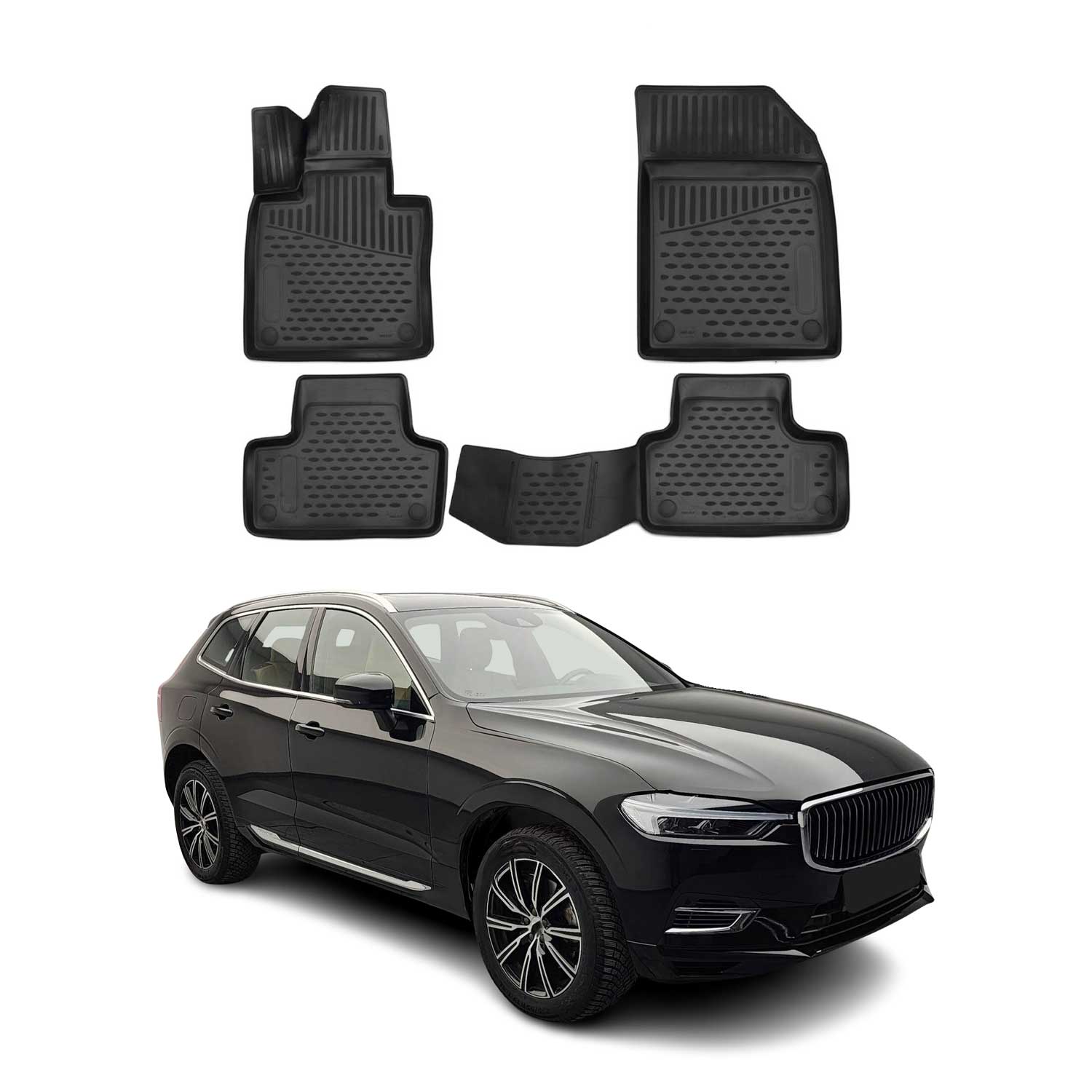 OMAC Gummimatten Fußmatten für Volvo XC60 2017-2021 TPE Automatten Schwarz 4tlg