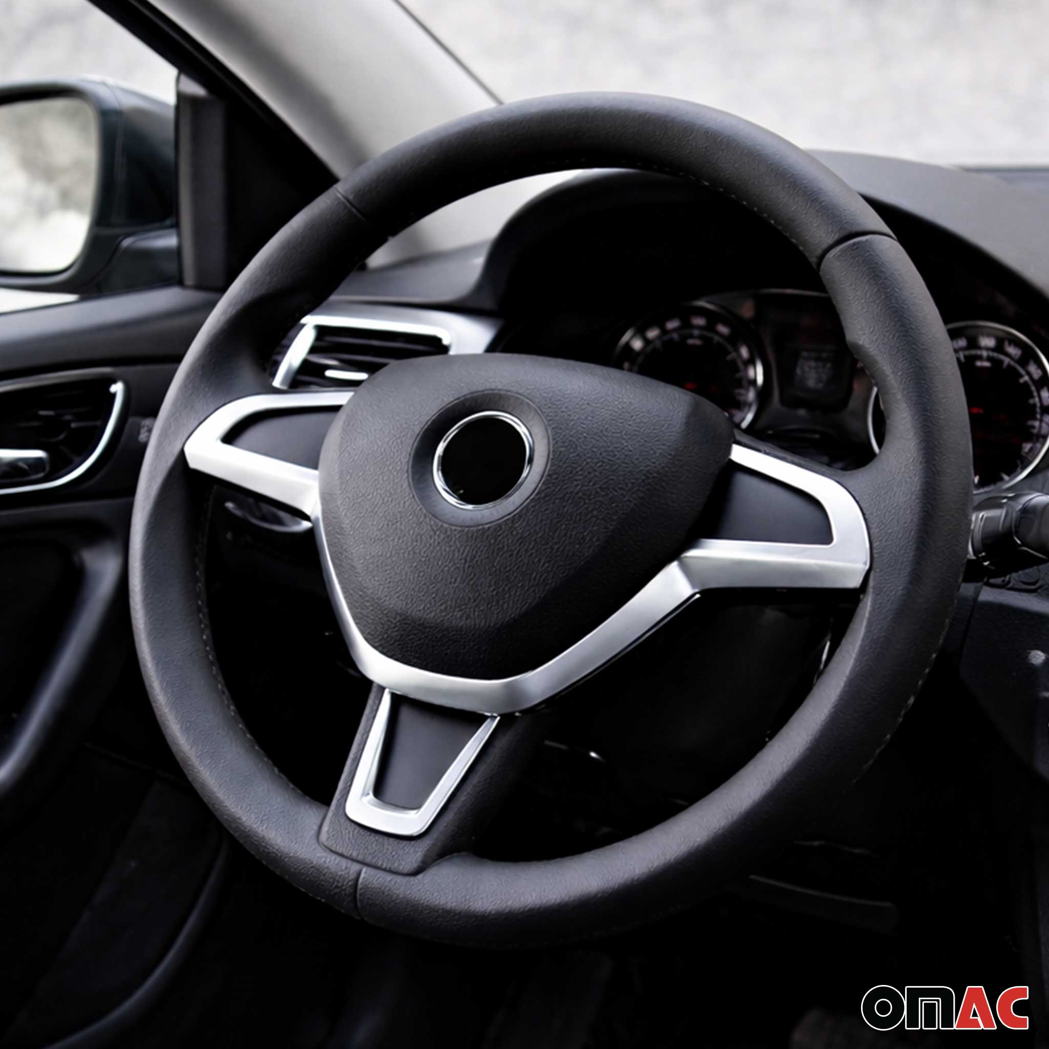 Lenkrad Abdeckung Beschichtung für Skoda Rapid 2012-2017 Chrom ABS Silber 1tlg