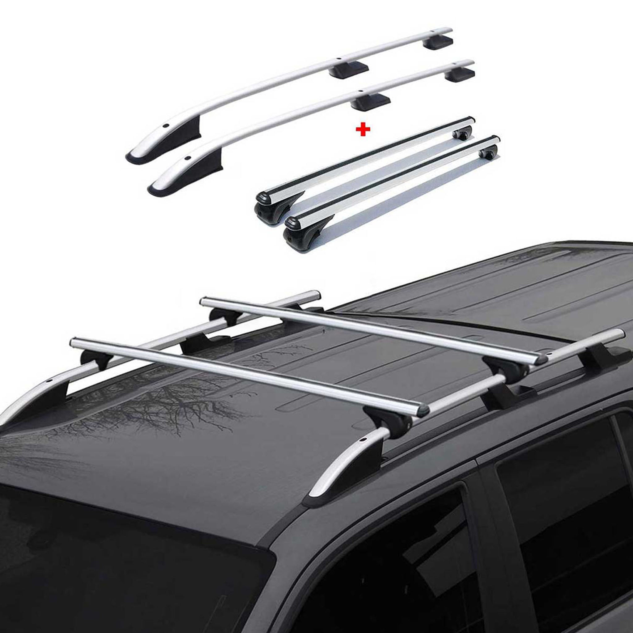 Dachträger + Dachreling für Ford Transit 2015-2026 Kurzer Radstand Alu Silber 4x