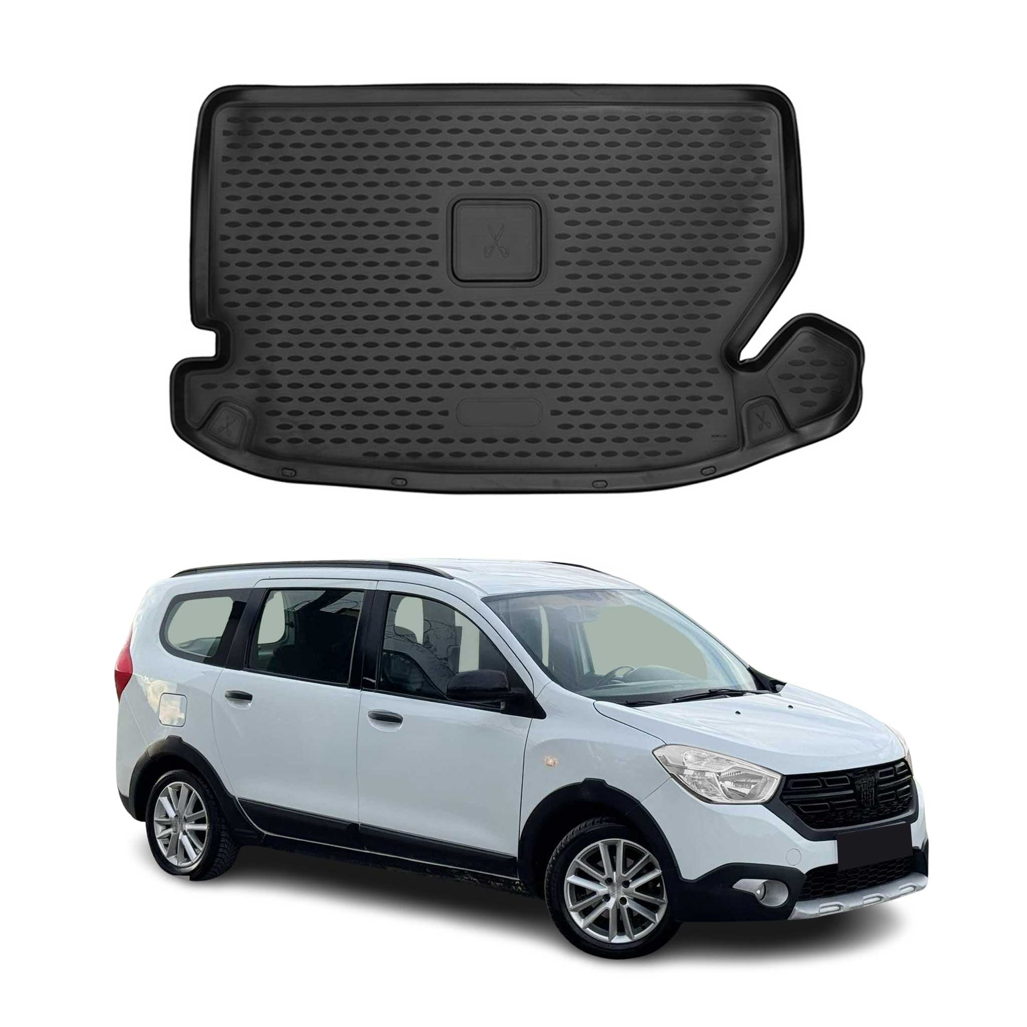 Kofferraummatte Kofferraumwanne für Dacia Lodgy Stepway 2017-2024 7 sitze Gummi