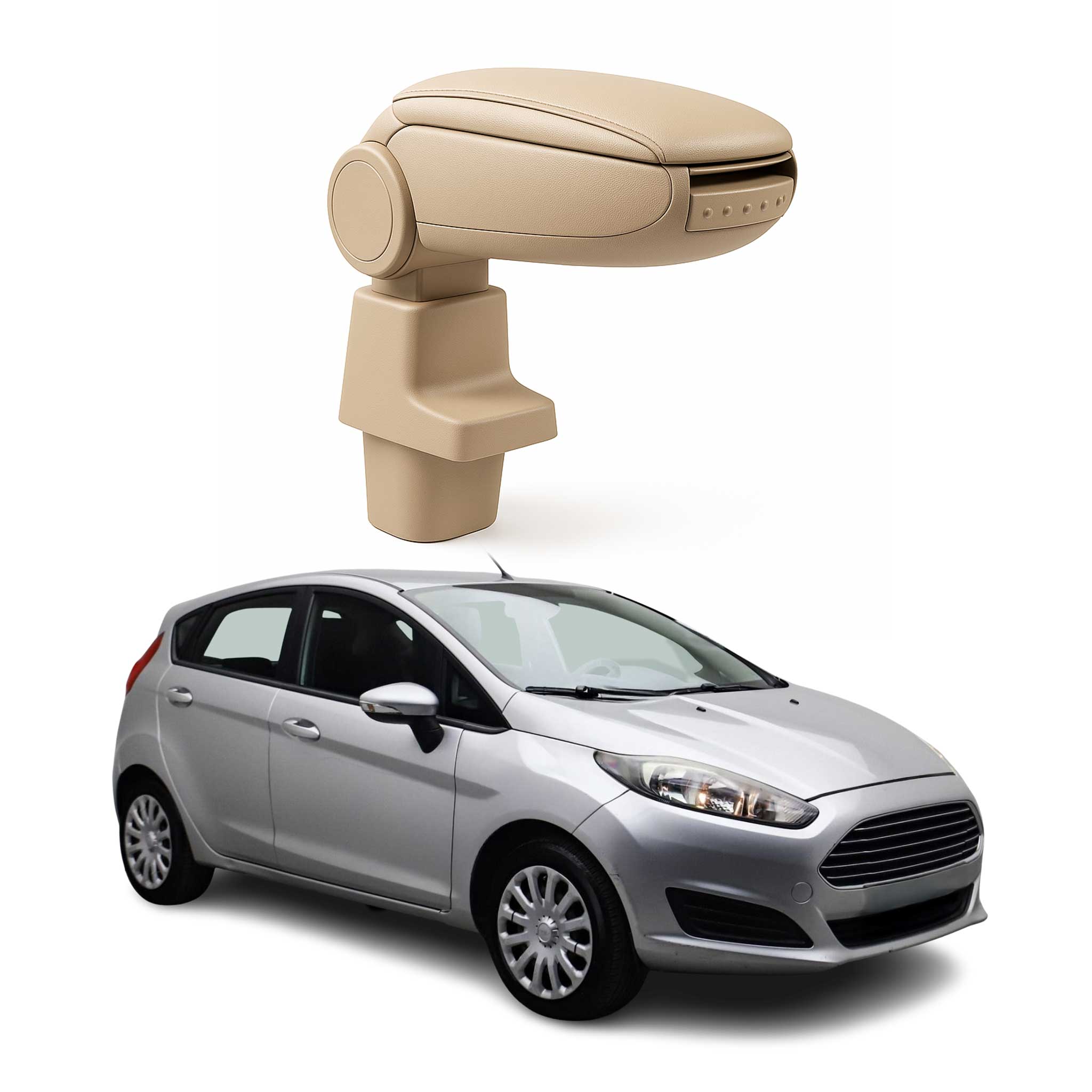 Mittelarmlehne Armlehne Mittelkonsole für Ford Fiesta 6 2008-2017 PU-Leder Beige