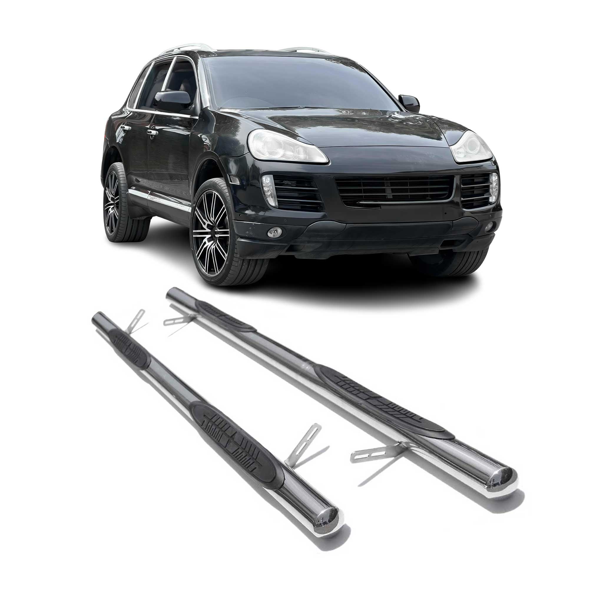 Edelstahl Trittbretter Schwellerrohre für Porsche Cayenne 955 9PA 2002-2010 Grau