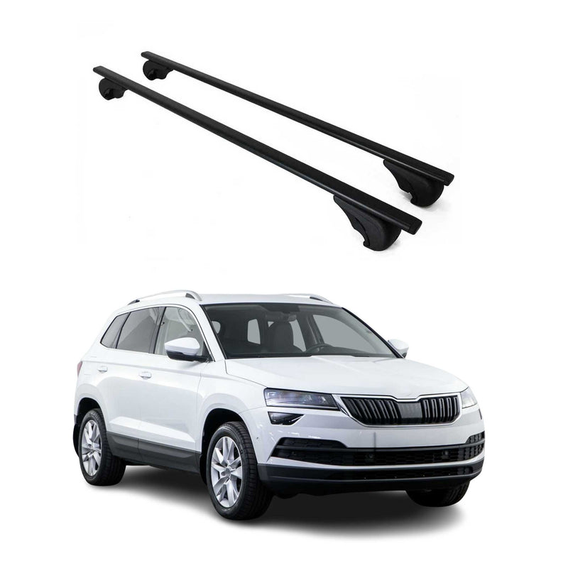 Dachträger Grundtäger für Skoda Karoq 2017-2025 75kg Metall Schwarz 2 tlg