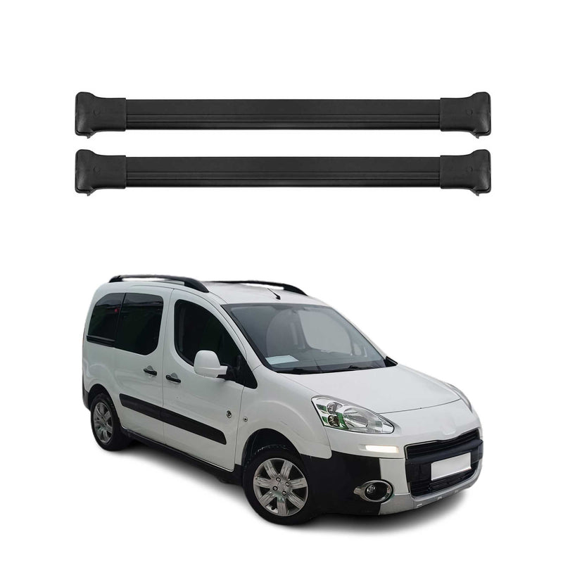 Dachträger Grundtäger für Peugeot Partner Tepee 2008-2018 75kg Alu Schwarz 2 tlg